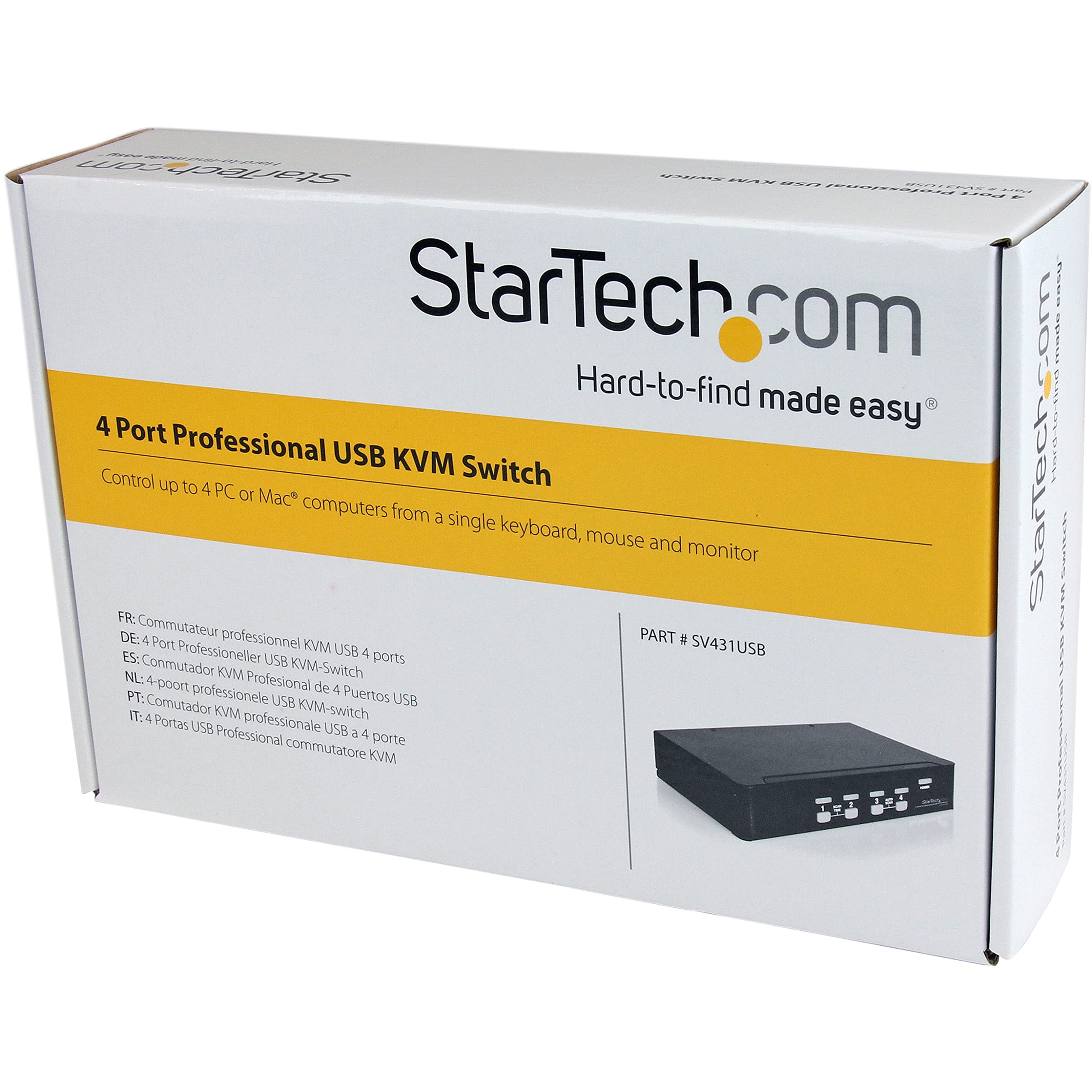 Startech.Com 4 Port Professional Vga Usb Kvm Switch With Hub   1U Rack Mountable Kvm Switch (Sv431Usb)
