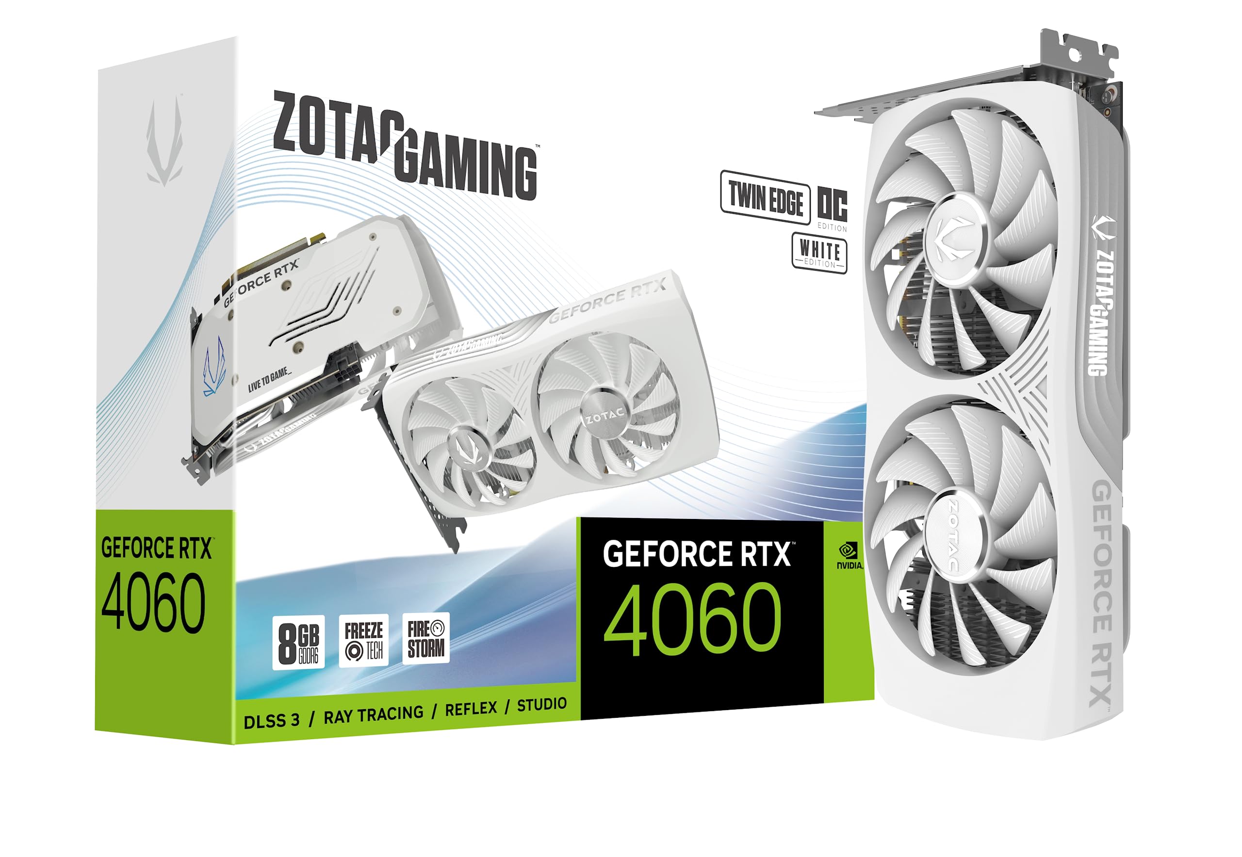 ZOTAC Gaming GeForce RTX 4060 8GB Twin Edge OC White Edition DLSS 3 8GB GDDR6 128-bit 17 Gbps PCIE 4.0 Compact Gaming Graphics C