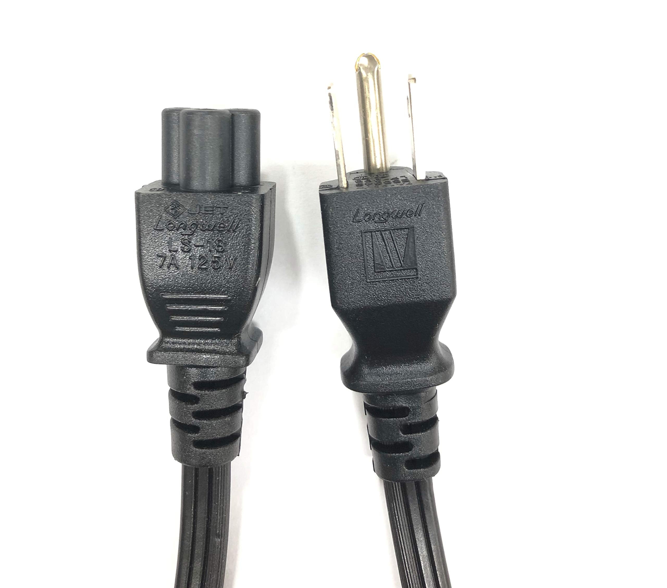 Longwell Original 3.3 Ft Ac Power Cord Ls 18 Lp 30B E55349,Compatible With P/N:05V1C9,0K260C,0K2490,02Jvnj,Nema 5 15P To C5 3 Slot Mickey Mouse Type Plug,For Dell Laptops,Desktop,All In One Pc,Docking