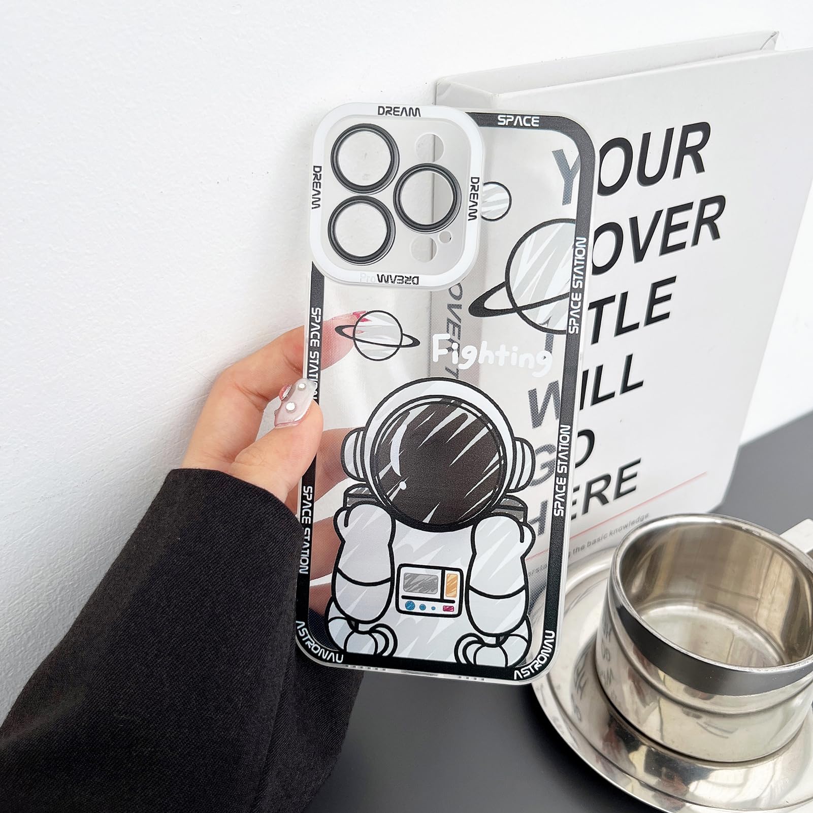 Yonds Queen For Iphone 11 Pro Max Cute Clear Case, Cool Cartoon Astronaut Space Planet Design Stylish Soft Tpu Bumper Shockproof