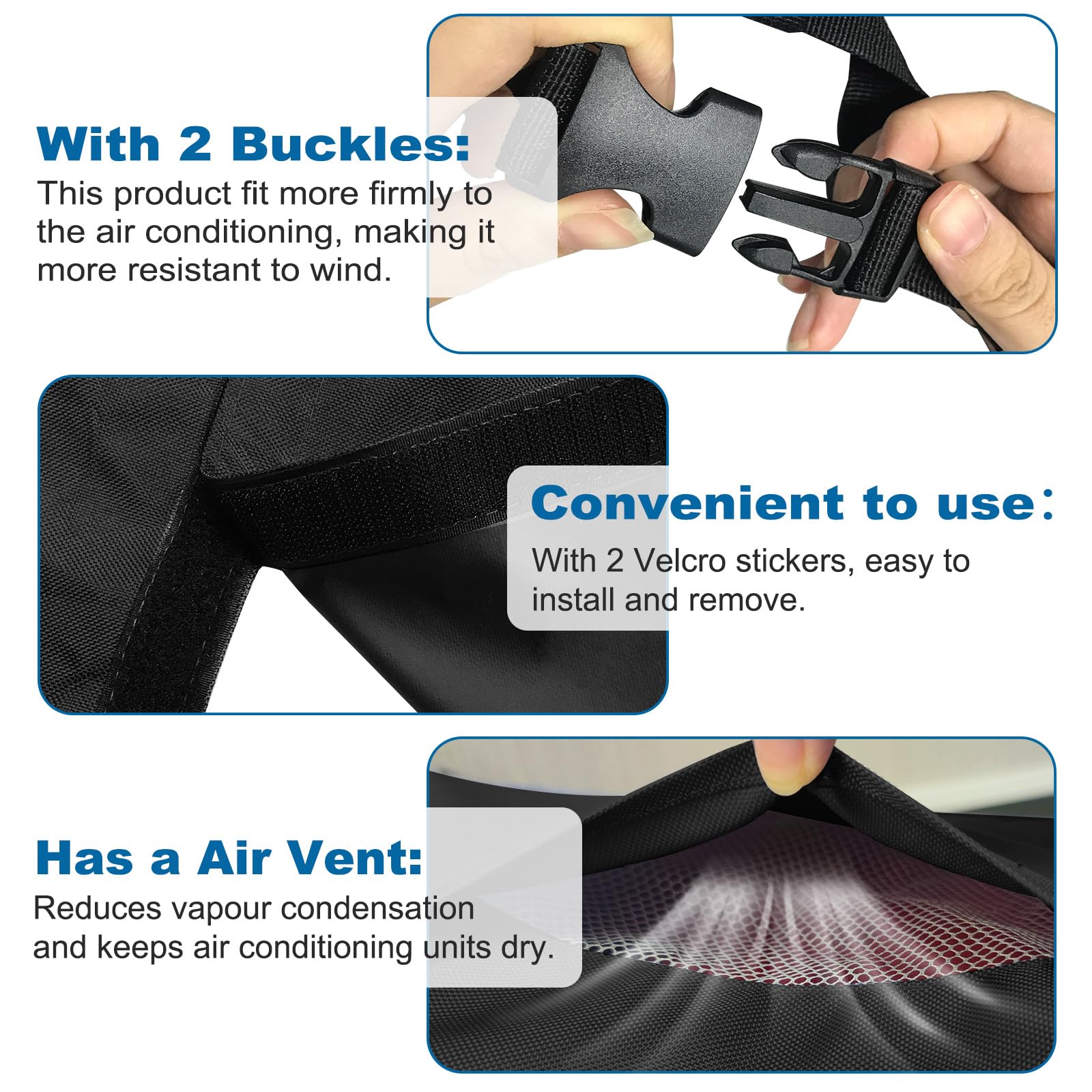 Akefit Air Conditioner Cover For Outside, Heavy Duty Waterproof Ac Defender With Durable Oxford Fabric, Veranda Ac Protector (Bl