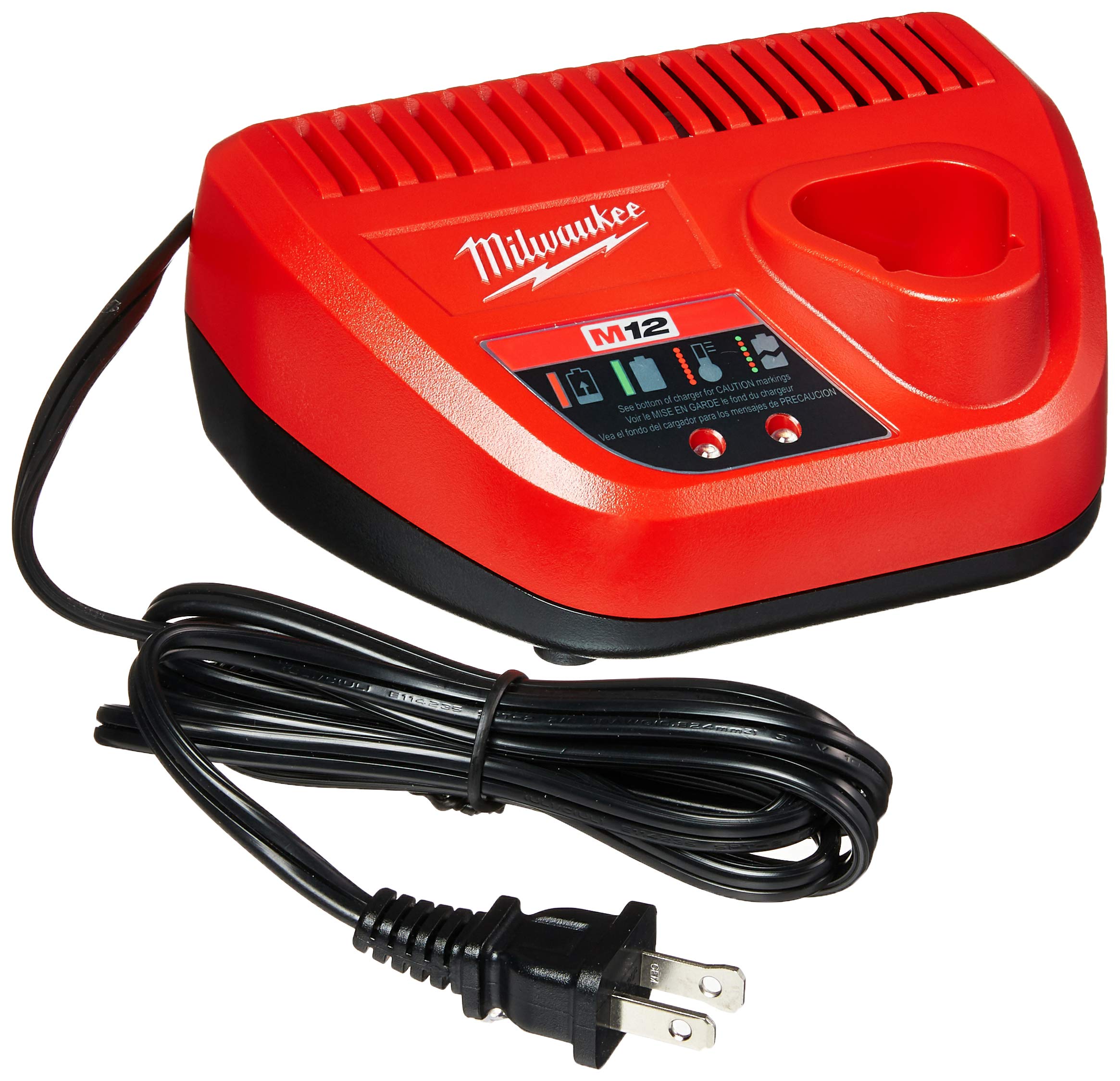 Milwaukee Genuine Oem 48 59 2401 M12 Lithium Ion 12 Volt Battery Charger W/Led Indicating, Red
