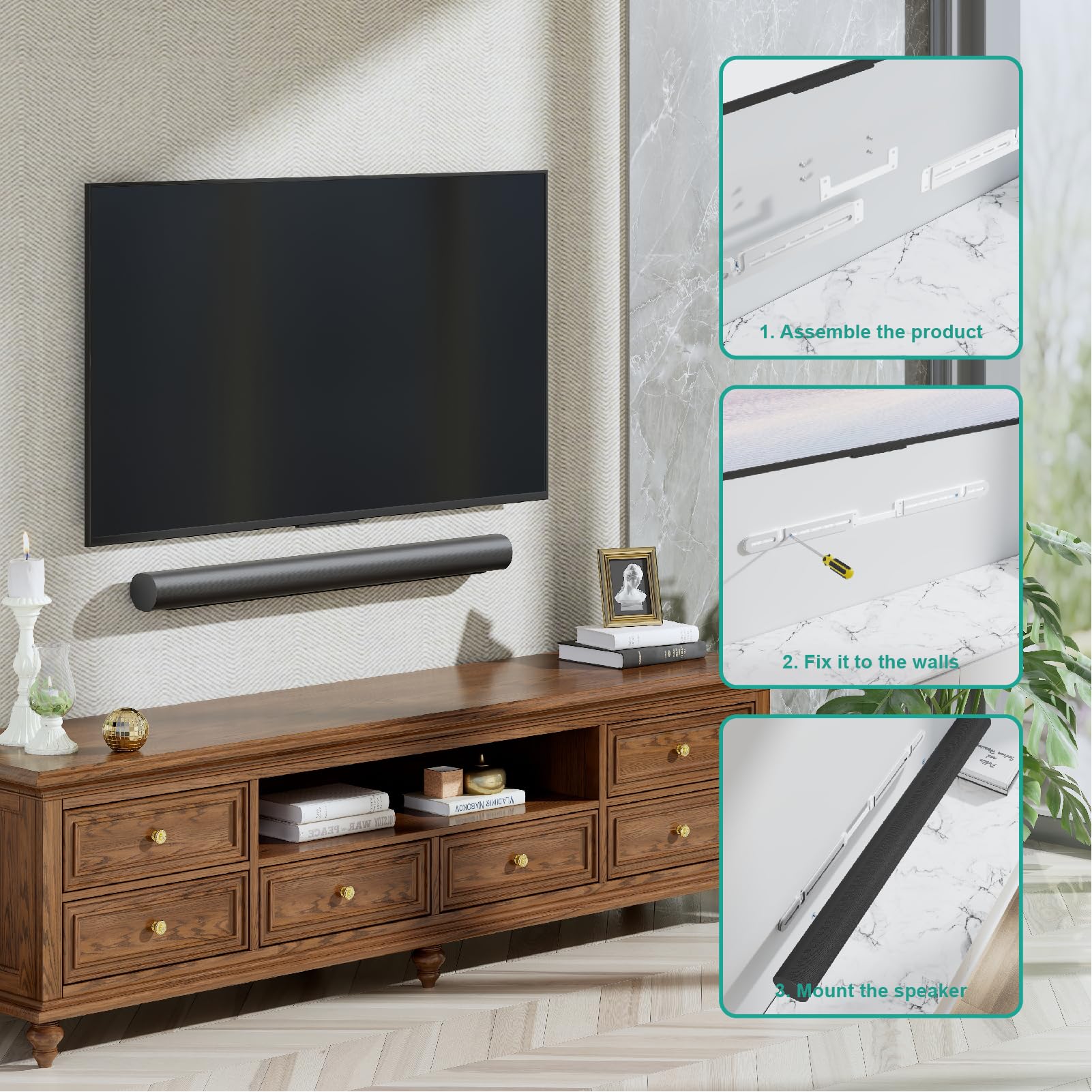 WALI Soundbar Wall Mount, Designed for Sonos Arc and SONOS ARC Ultra, Low Profile Sound Bar Mount Bracket Under TV with Hardware Kit, Easy to Install (SON003 W), White