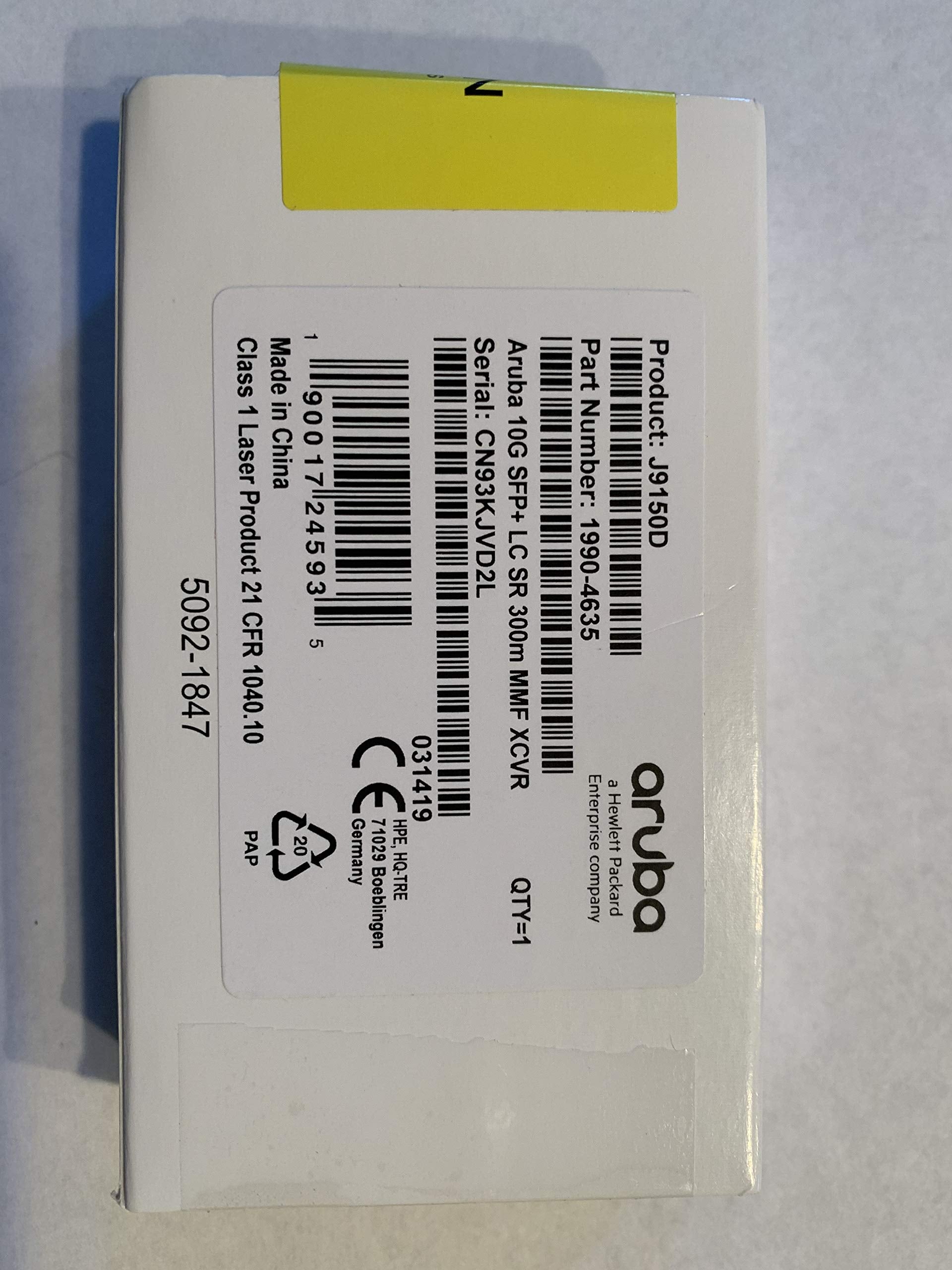 HP J9150D Aruba   SFP+ transceiver module   10 GigE   10GBase SR   SFP+ / LC multi mode   up to 984 ft   for HPE Aruba 2540 48, 2920, 2930M 24, 2930M