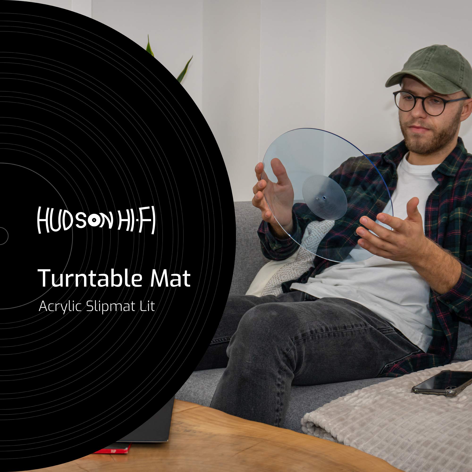 Acrylic Turntable Mat   11.75'' Bluelit Vinyl Record Acrylic Mat   Precision Machined Acrylic Turntable Platter Mat W/Record Lab