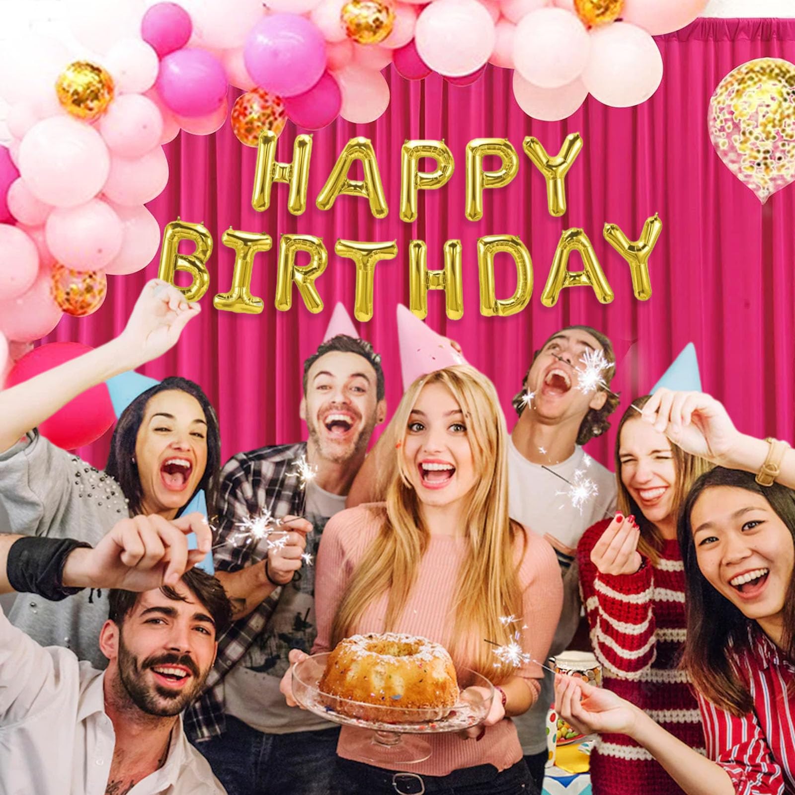 10 X 10 Feet Fuschia Backdrop Curtain For Partie, Background Curtains For Photoshoot, Birthday, Wedding, Halloween, Thanksgiving