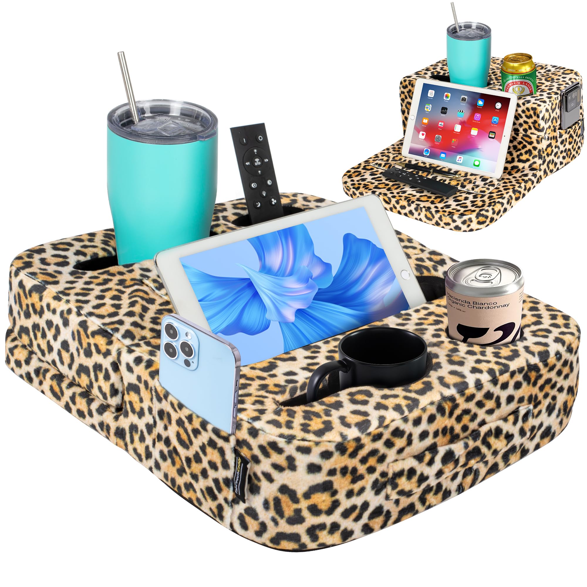 Tabcouchcaddy   Couch Cup Holder Tray Pillow   Bed, Couch Caddy, Sofa, Rv & Car   Holds Drinks, Snacks, Remotes, Phones, Kindle,