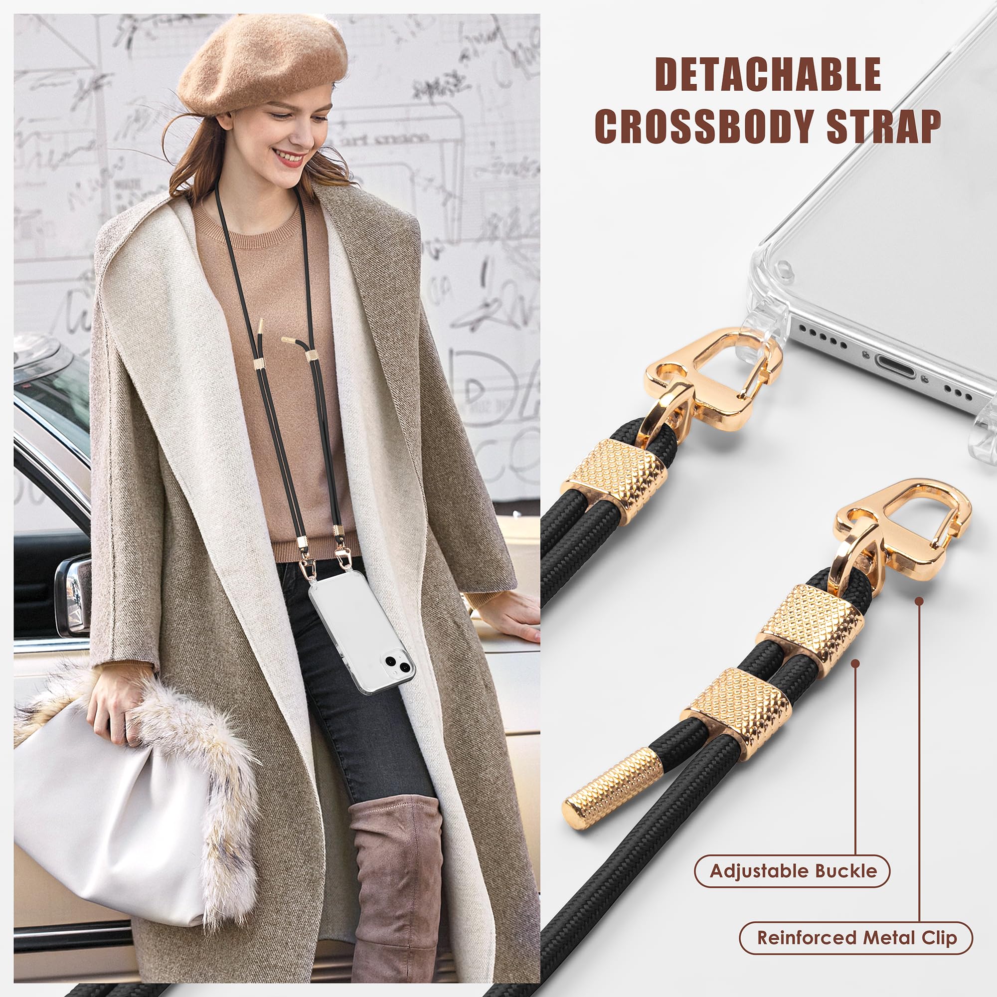 Lawonda Clear Case For Iphone 11 Pro Max, Crossbody Adjustable Neck Shoulder Lanyard Strap Shockproof Protective Transparent Lan