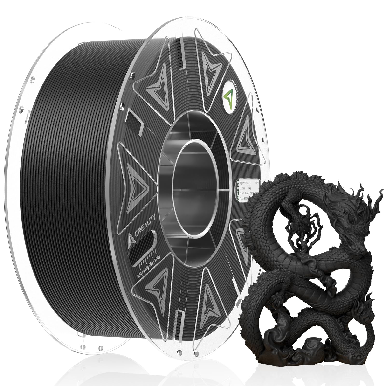 Official Creality Hyper PETG-CF (Carbon Fiber) Filament 1.75mm, High Speed Hyper PETG-CF 30-300mm/s 3D Printer Filament, Dimensi