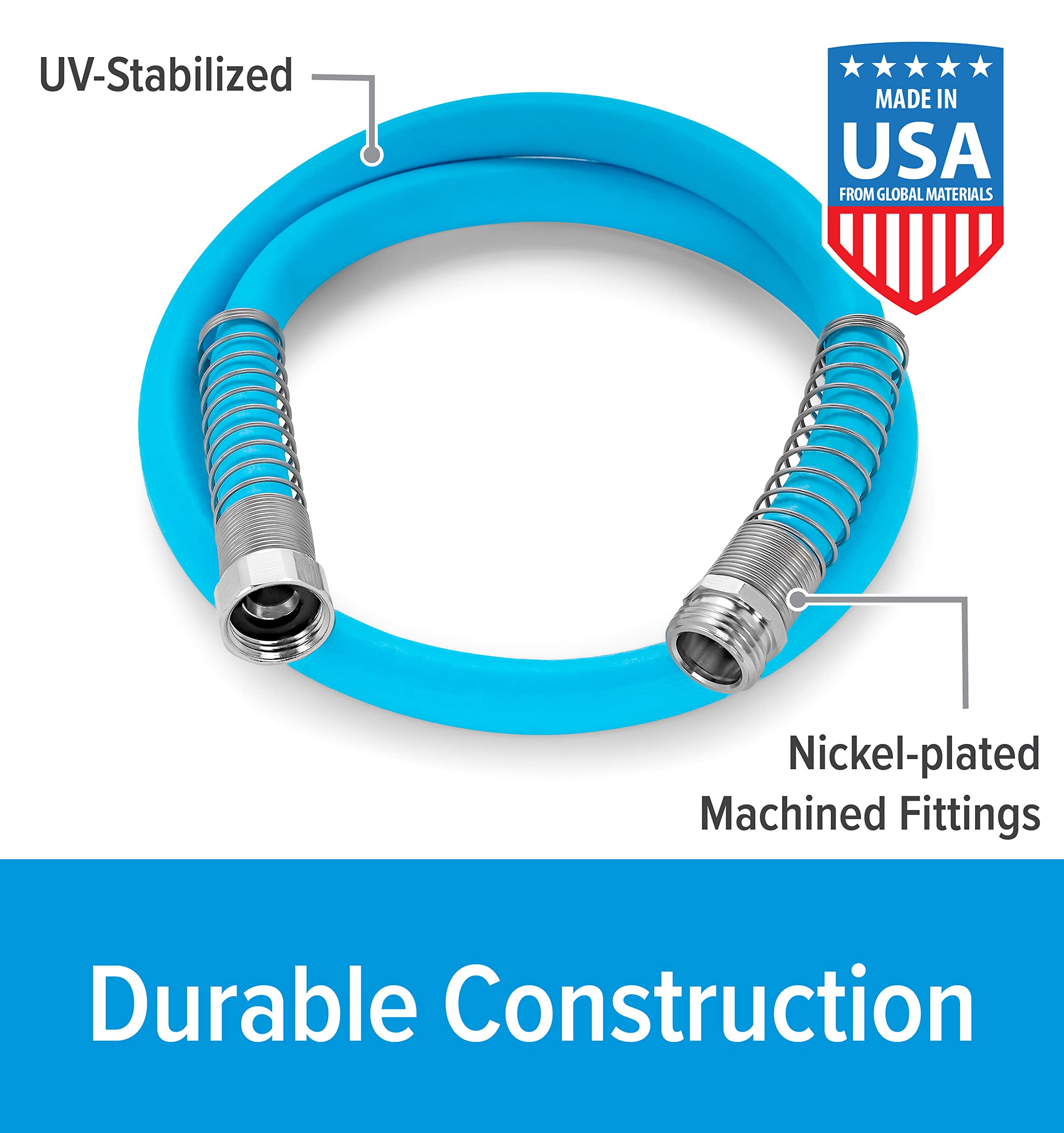 Camco Evoflex 4-Ft Water Hose - Rv Drinking Water Hose Contains No Lead, No Bpa & No Phthalate - Flexible Design W/Stainless Ste,WBAUVB07W4RYRMV