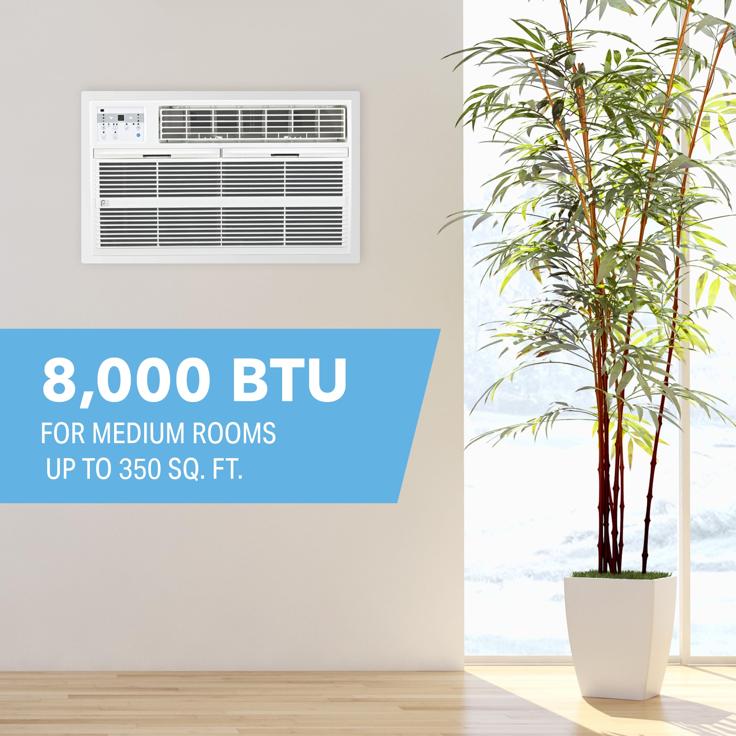 Perfectaire 4Patw8000 8,000 Btu Thru The Wall Air Conditioner With Remote Control, Eer 10.6, 300 350 Sq. Ft. Coverage, White, 8,