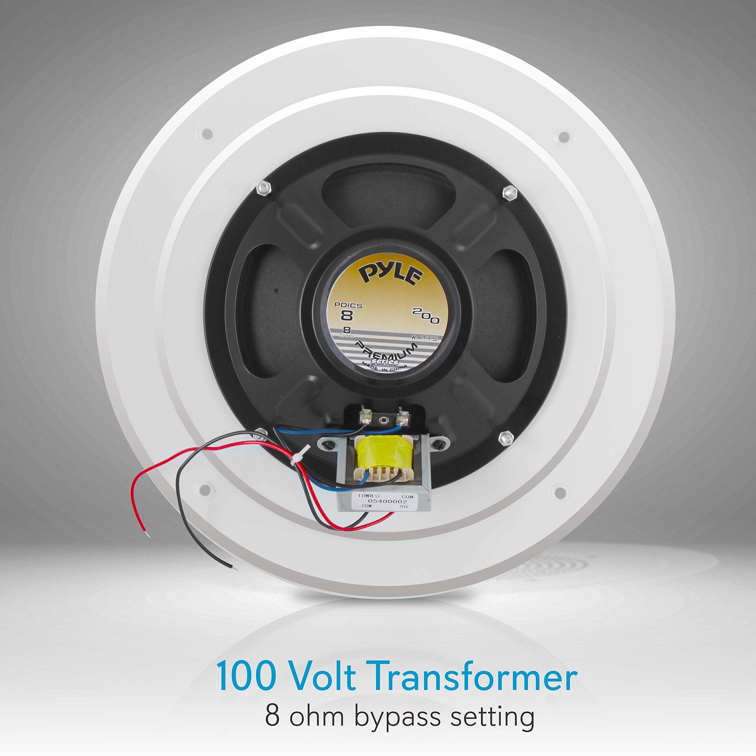 Pyle 8    Ceiling Wall Mount Speaker   Full Range Woofer Speaker System 100 Volt Transformer Flush Design W/ 60Hz 16Khz Frequenc