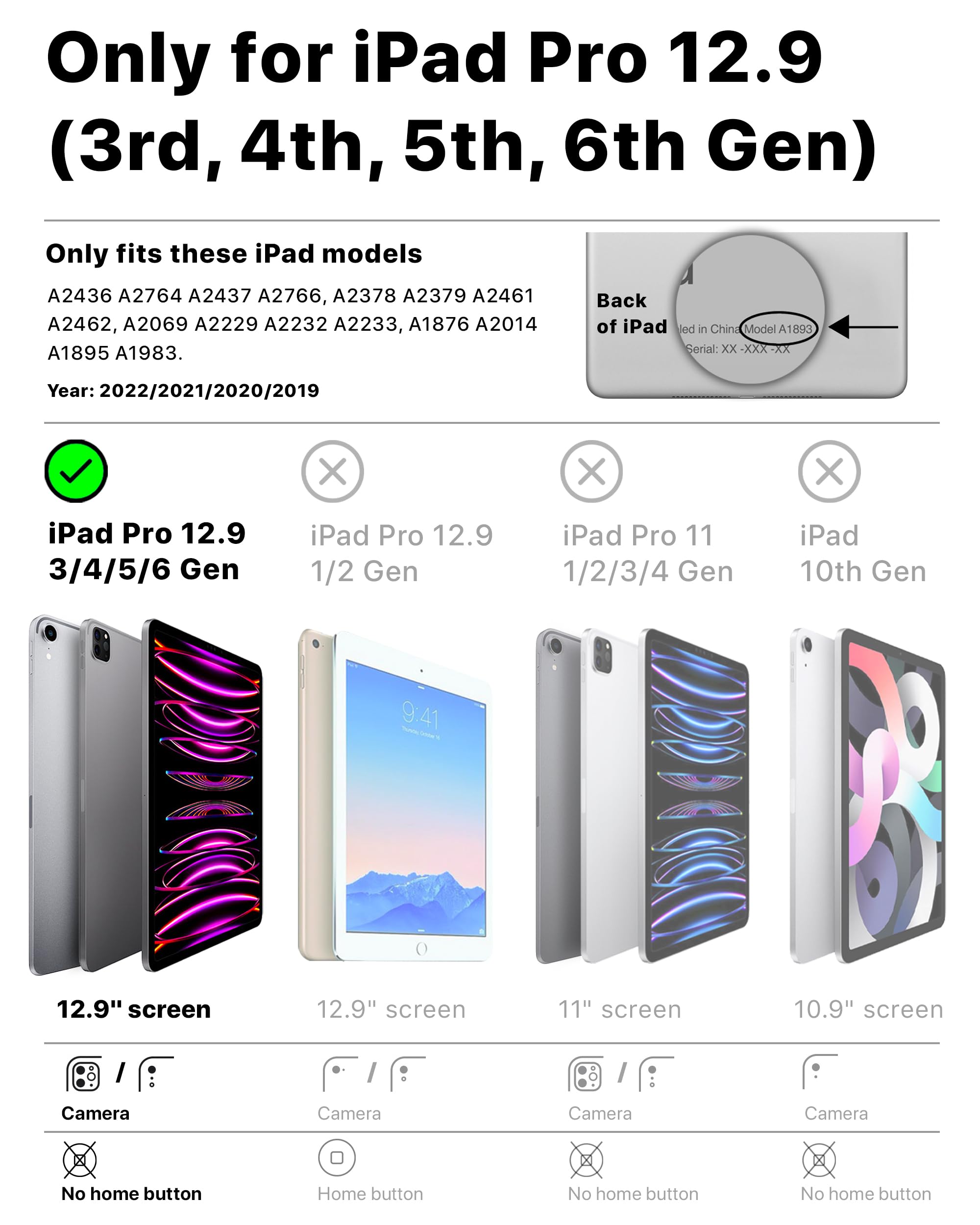 Bam Bino Space Suit Case For Ipad Pro 12.9'' 3Rd/4Th/5Th/6Th Generation (2018 2022) Models (Galactic Blue)   [Not For Ipad Pro 1