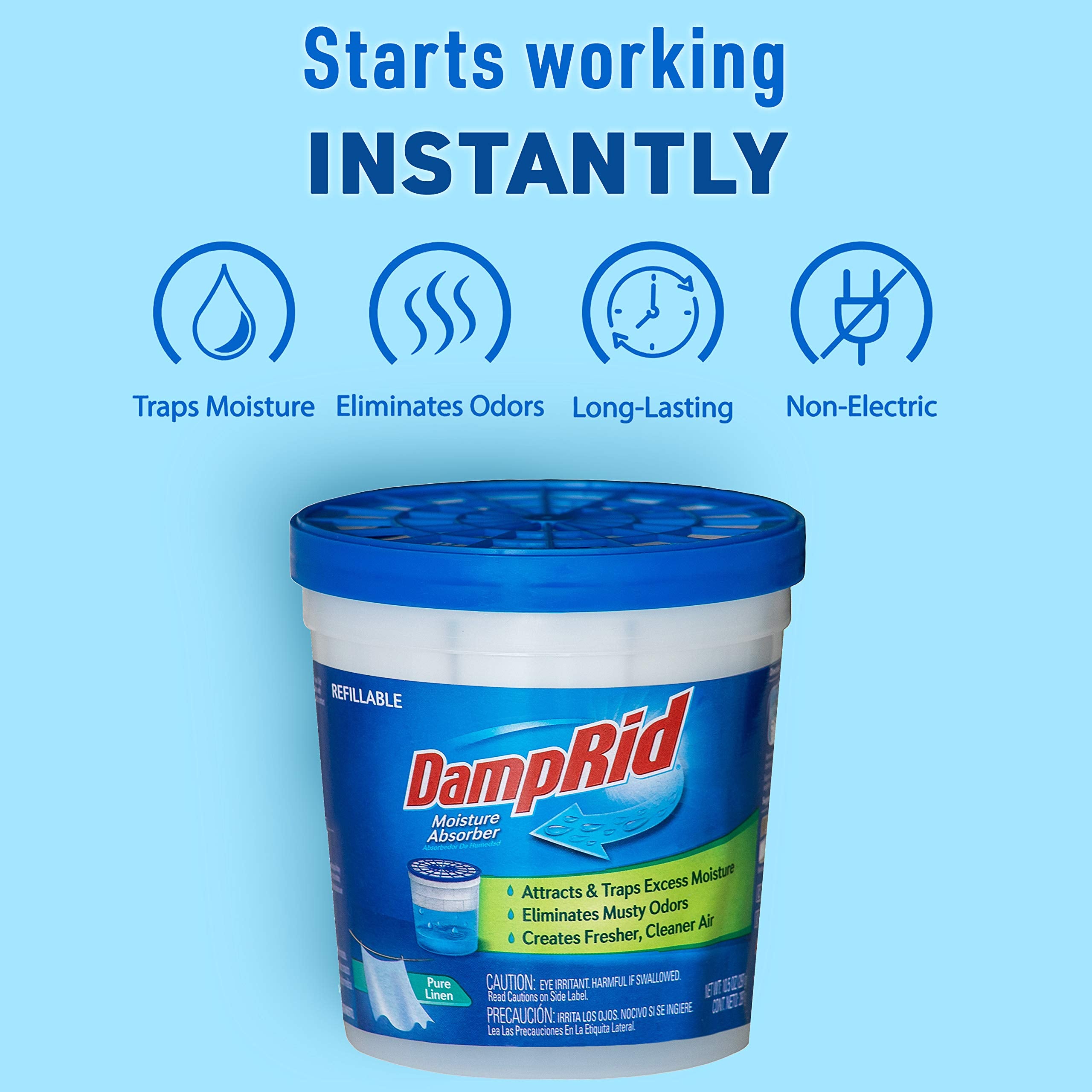 Damprid Pure Linen Refillable Moisture Absorber   10.5Oz Cups   4 Pack     Traps Moisture For Fresher, Cleaner Air