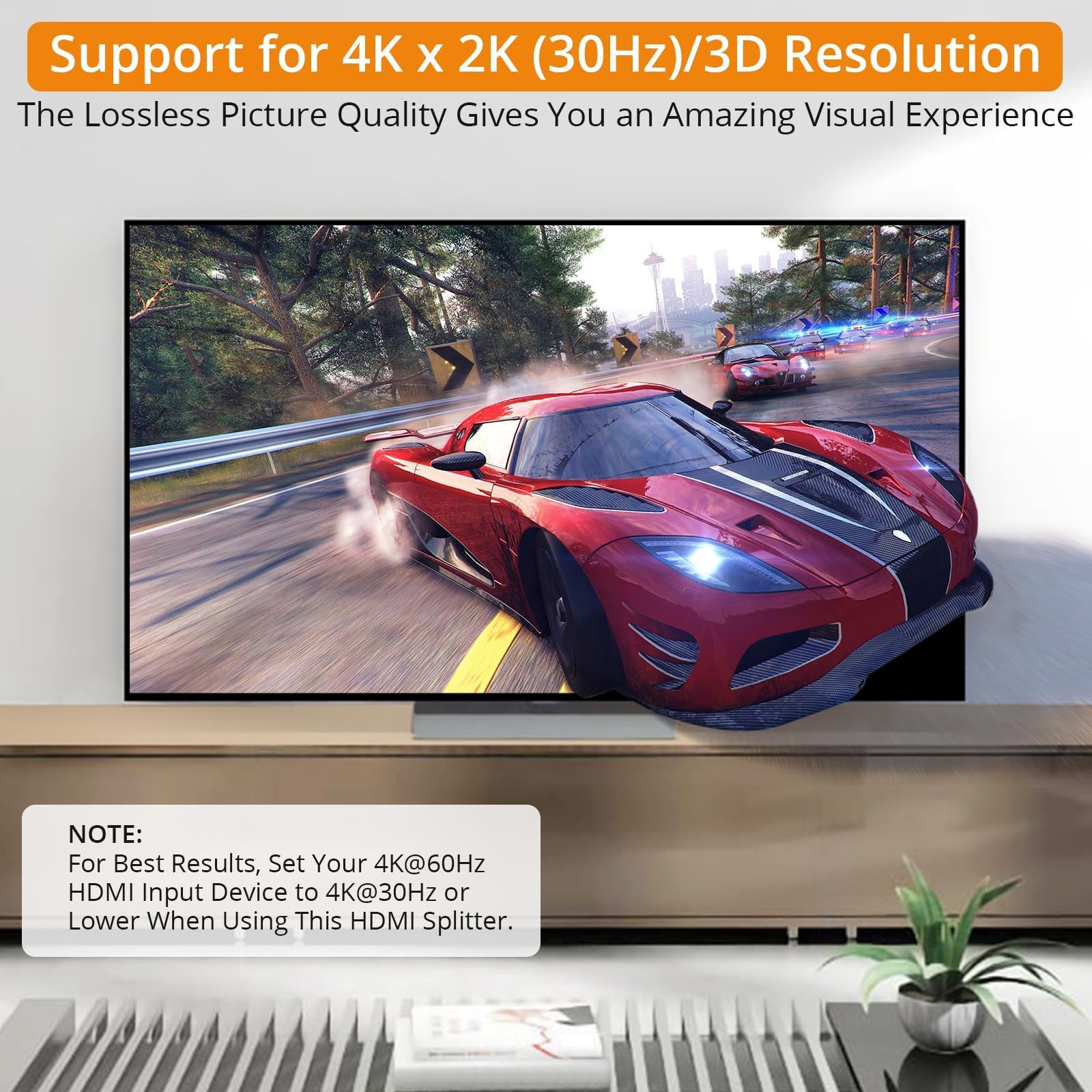 Neoteck 1 In 2 Out Hdmi Splitter, 1X2 Hdmi Splitter For Dual Monitors Duplicate/Mirror Supports 3D And 4K X 2K(30Hz) Audio Video