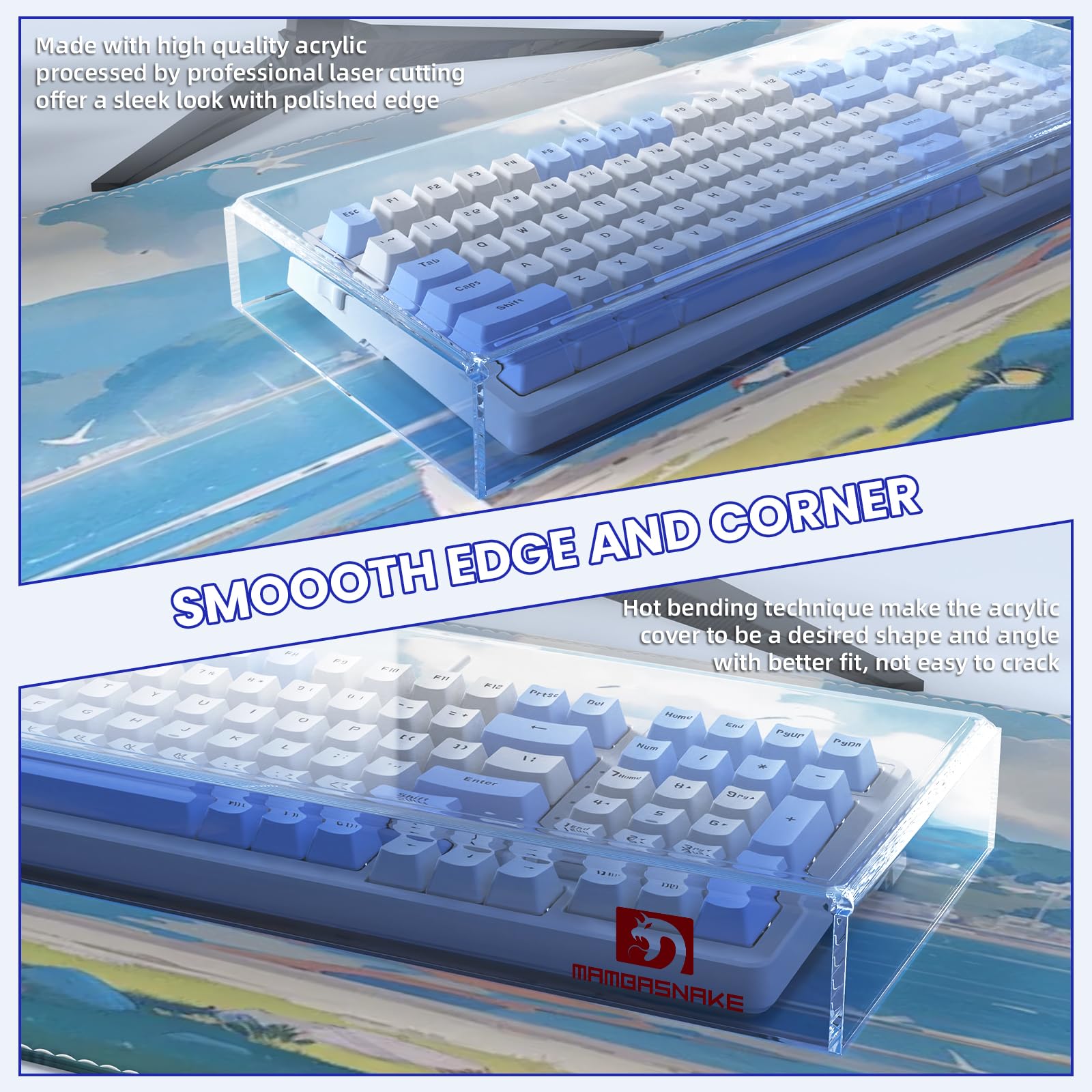 Ziyou Lang Kc04 Acrylic Clear Transparent Keyboard Cover(17.4*6.5*1.89) With Dustproof Waterproof Anti Hit Anti Cat Protective C
