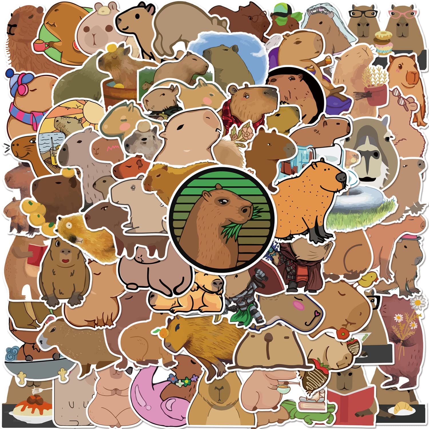 Capybara Stickers| 100 Pcs | Cute Brown Stickers, Vinyl Waterproof Stickers For Laptop,Guitar,Motorcycle,Bike,Skateboard,Luggage