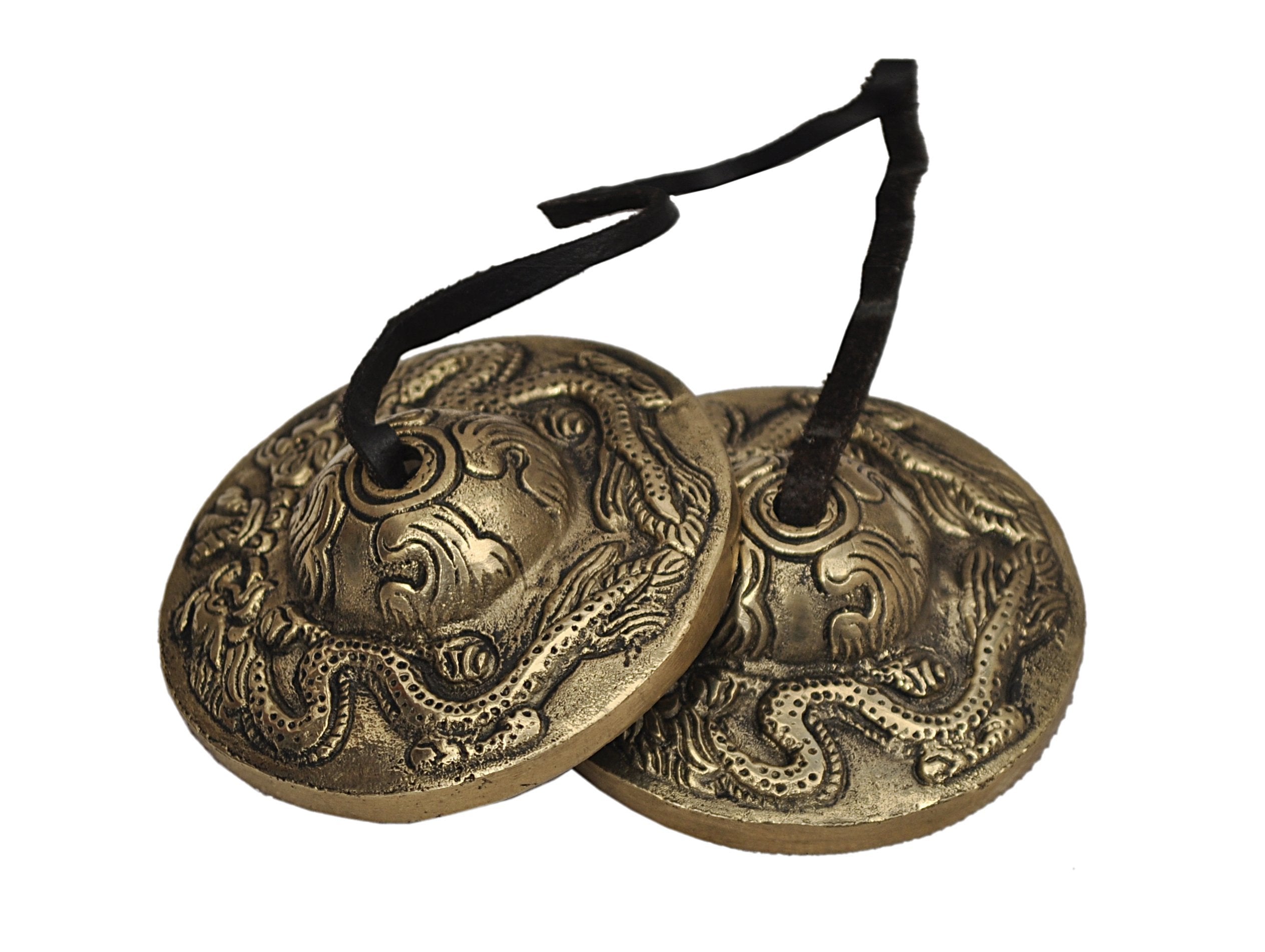 Dharma Store   Tibetan Yoga Meditation Cymbals Bell   Dragon Embossed