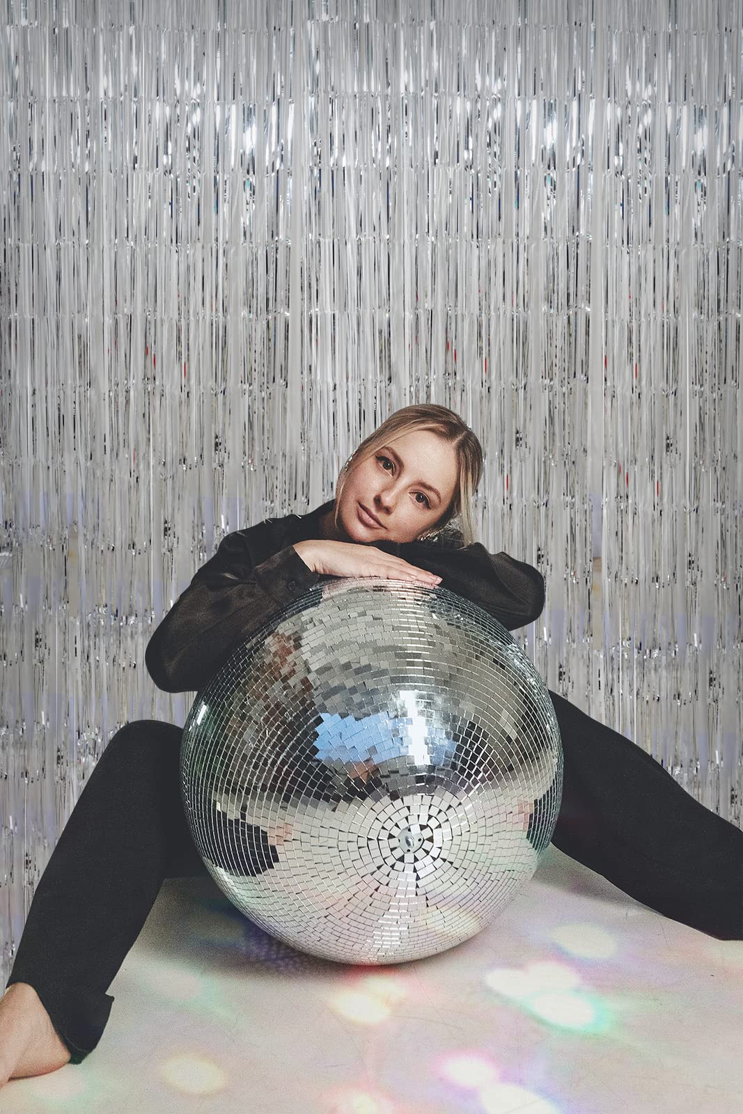 Silver Backdrop Curtains For Parties, Melsan 3.2 X 8 Ft Foil Fringe Curtains Backdrop For Birthday,Engagement,New Year Eve, Disc