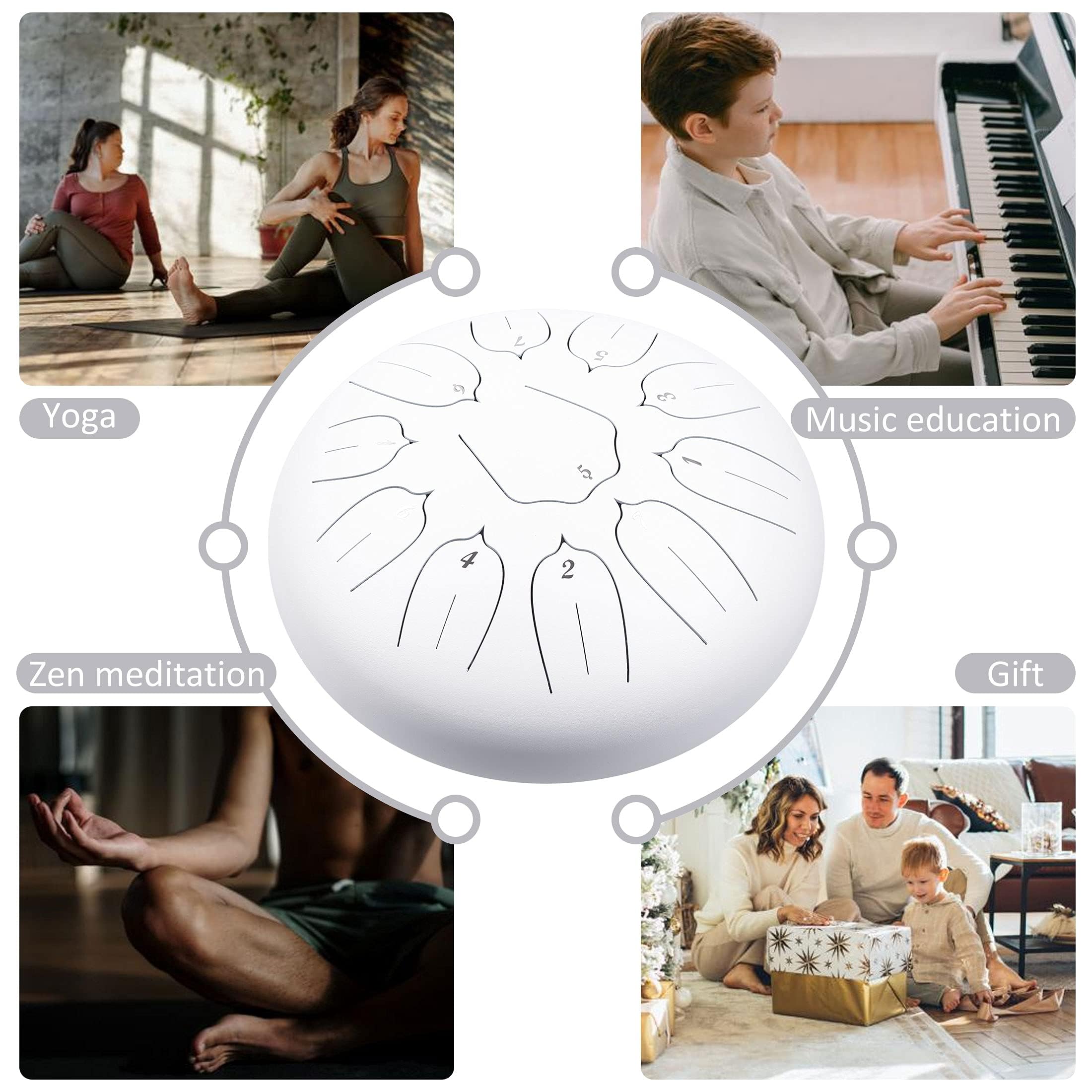 Lomuty Steel Tongue Drum 12 Inch 11 Notes Tongue Drums For Adults, Steel Drum With Bag, Music Book, Mallets, Finger Picks, Handp