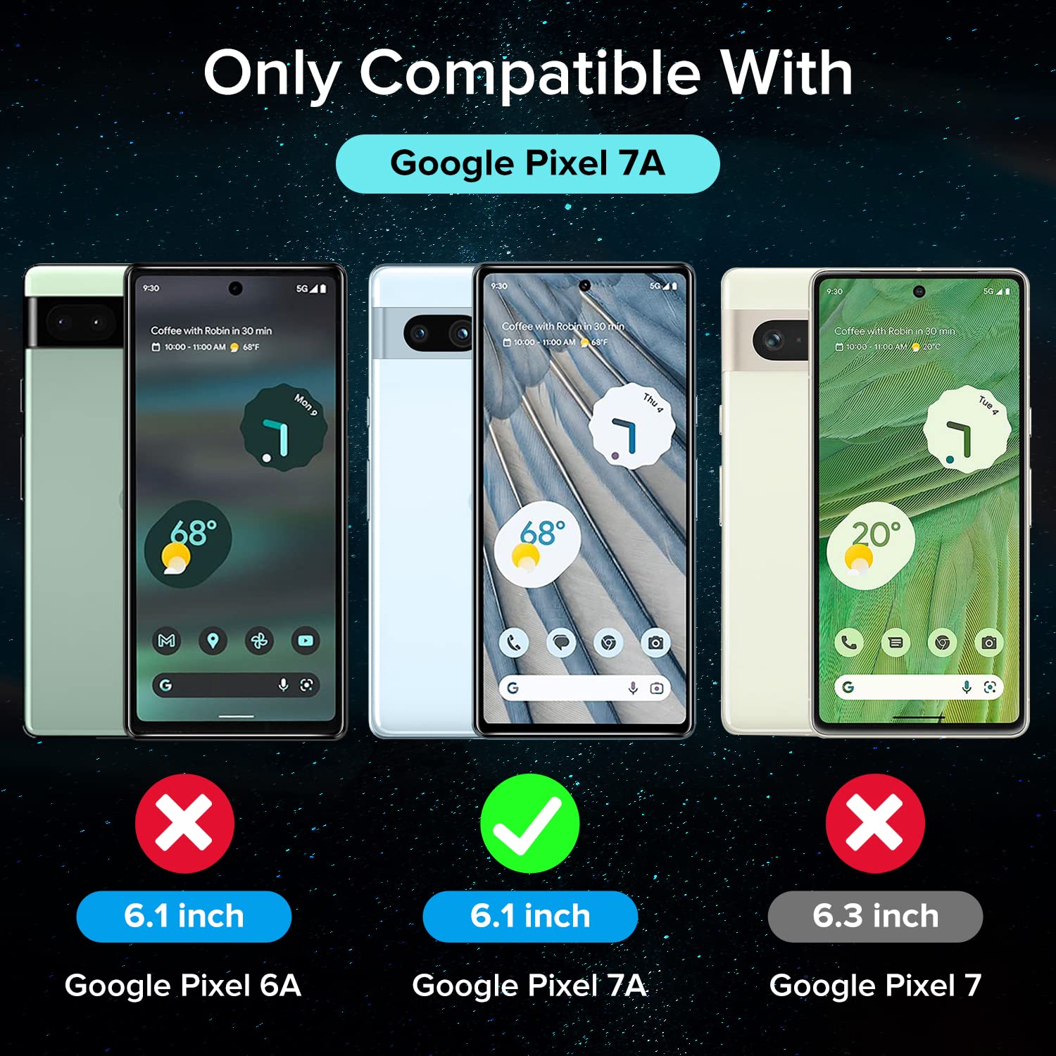 Ivoler Screen Protector For Google Pixel 7A Tempered Glass Film [2 Pack] With [2 Pack] Camera Lens Protector Tempered Glass With