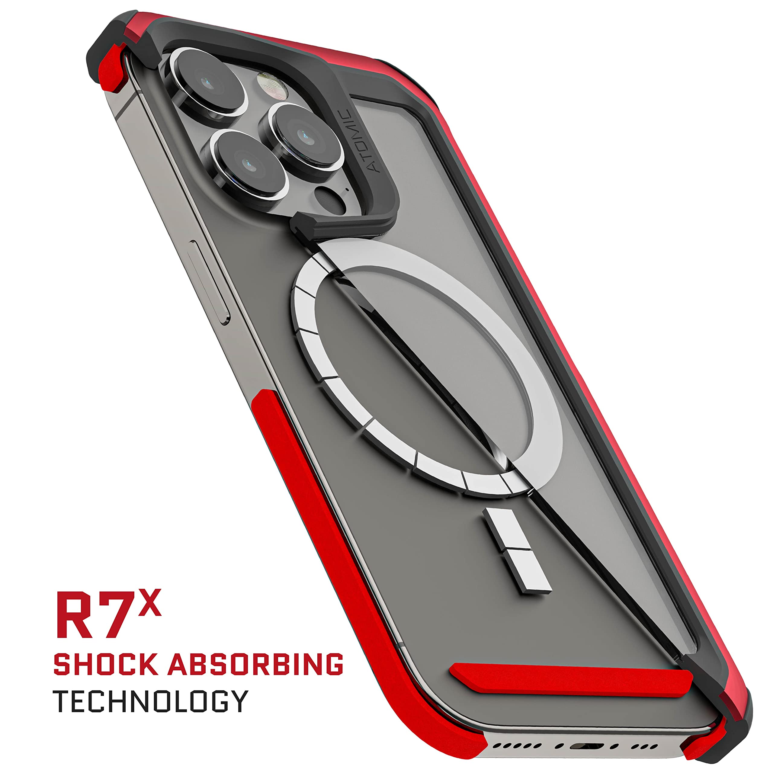 Ghostek Atomic Slim Iphone 14 Plus Phone Case With Magsafe Magnetic Ring And Clear Back Design Tough Heavy Duty Aluminum Metal B