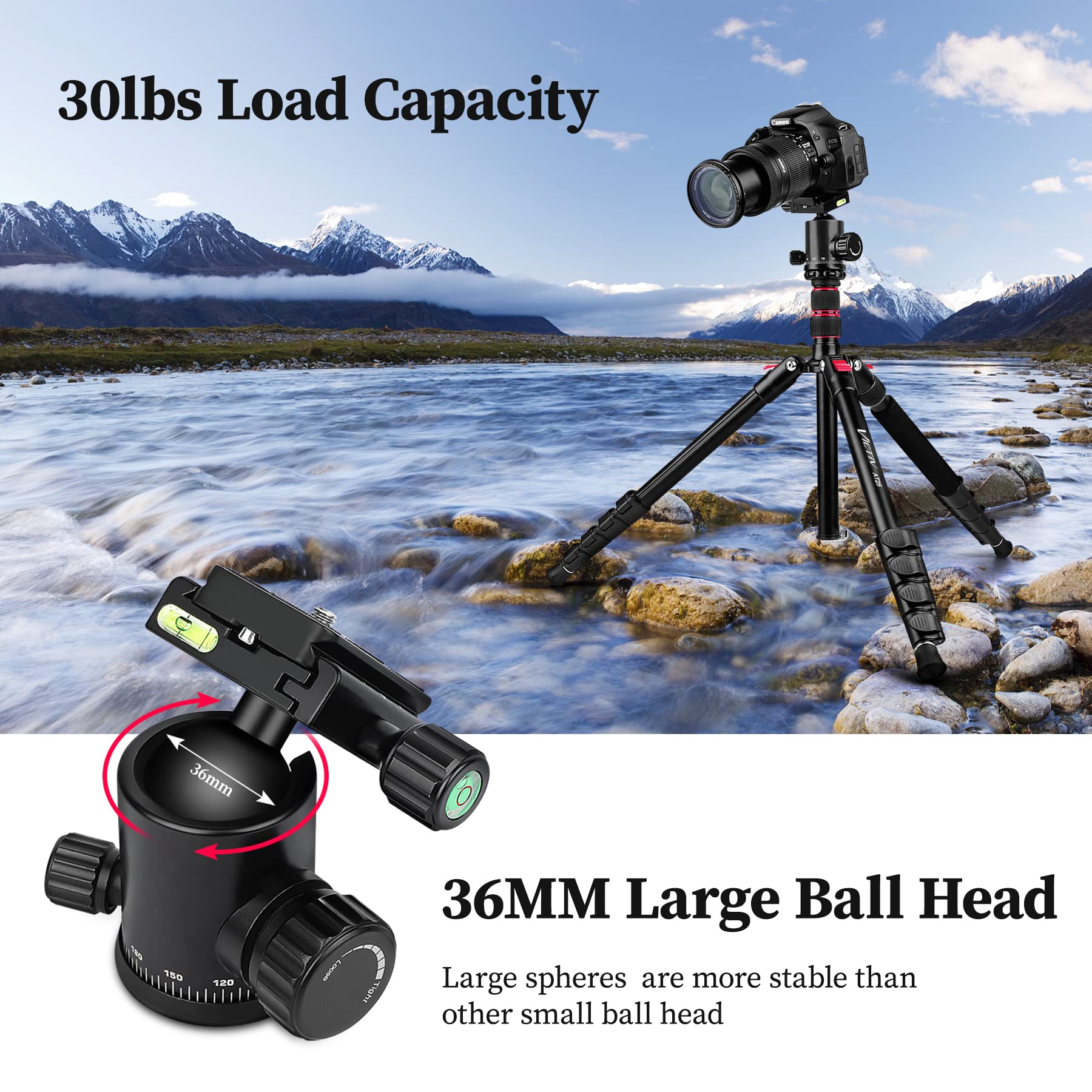 Tripod For Camera, Victiv 81 Inch Professional Camera Tripod Monopod, Tall Dslr Tripod Heavy Duty, Aluminium Compact Travel Tripod With Phone Mount, Compatible With Canon Nikon Sony