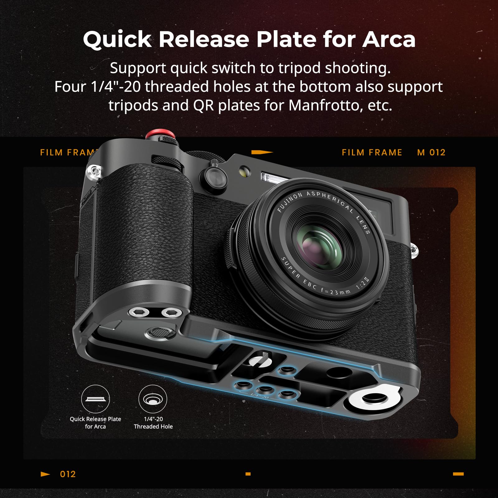 Smallrig X100Vi / X100V Handgrip L Shape Grip With Quick Release Plate For Arca, Lightweight Silicone Side Handle, Shutter Butto