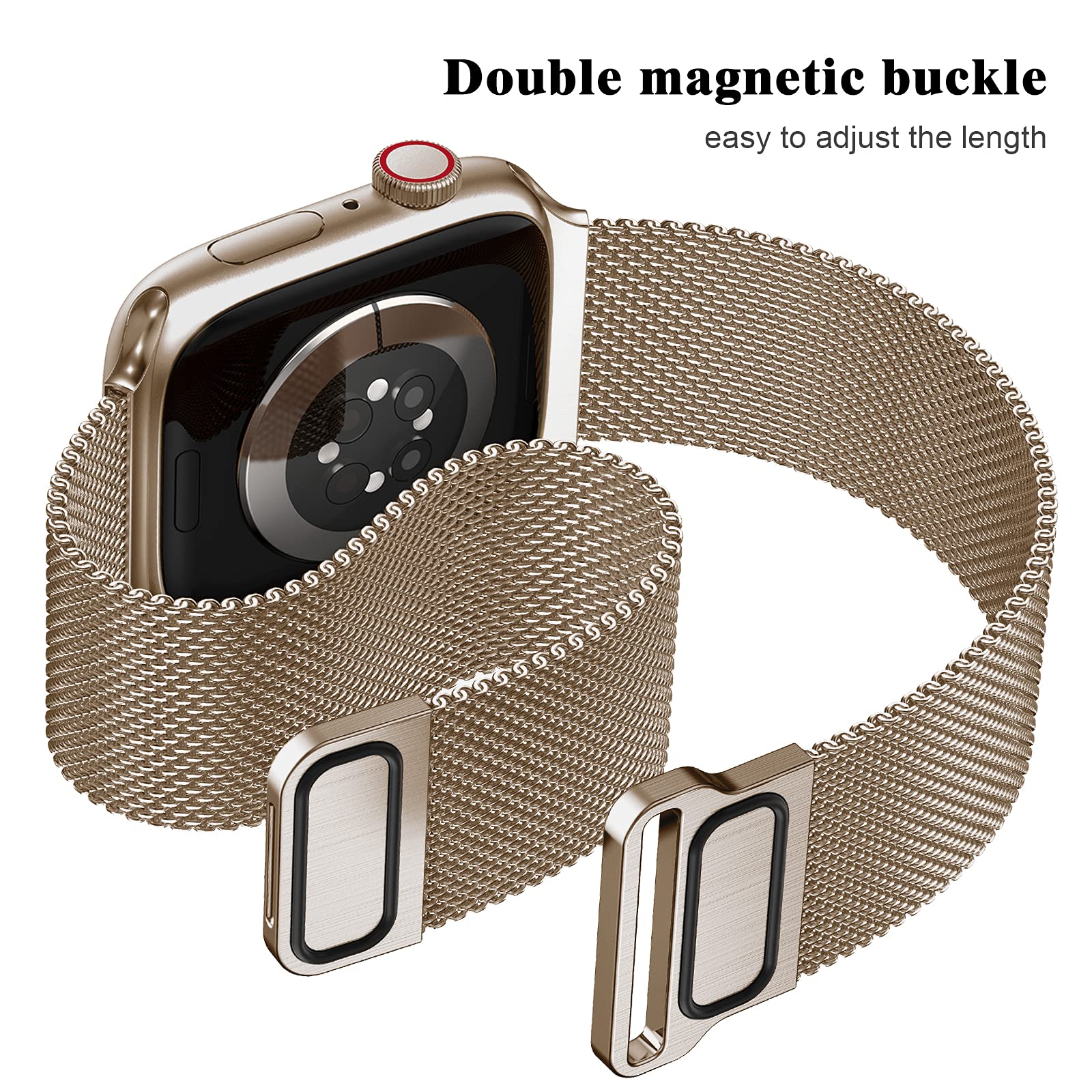 Geoumy Metal Magnetic Bands Compatible For Apple Watch Band 40Mm With Case, Stainless Steel Milanese Mesh Loop Replacement Strap