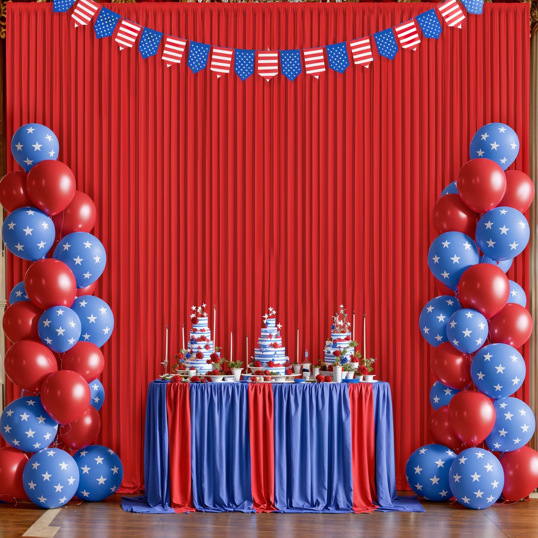 6 Panels Red Backdrop Curtain For Parties Wedding Wrinkle Free Red Photo Curtains Backdrop Drapes Fabric Decoration For Birthday
