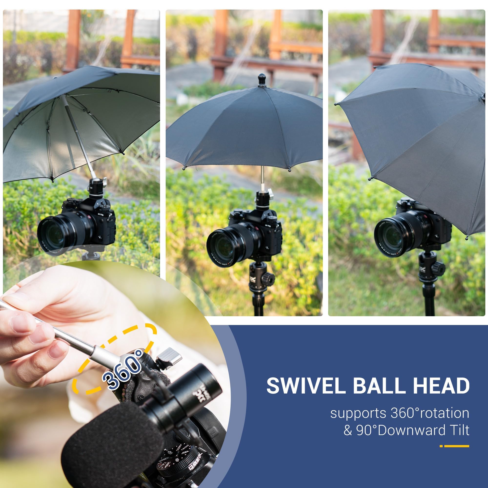 2024 New Upgrade Camera Hot Shoe Umbrella, Camera Rain Umbrella With Height Adjustable Design & Cold Shoe Mount, Camera Rain Cov