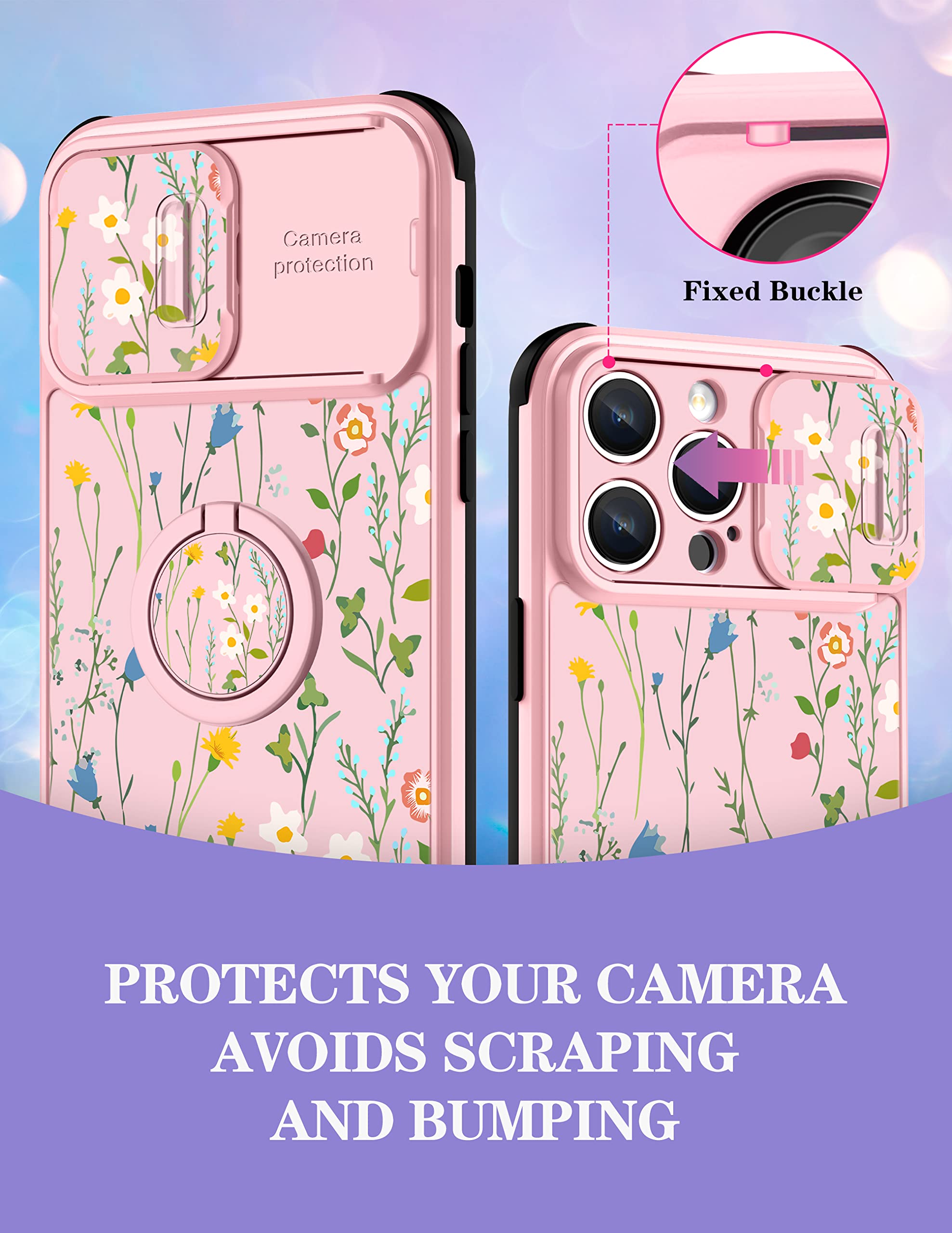 Goocrux (2In1 For Iphone 14 Pro Max Case Floral Flowers For Women