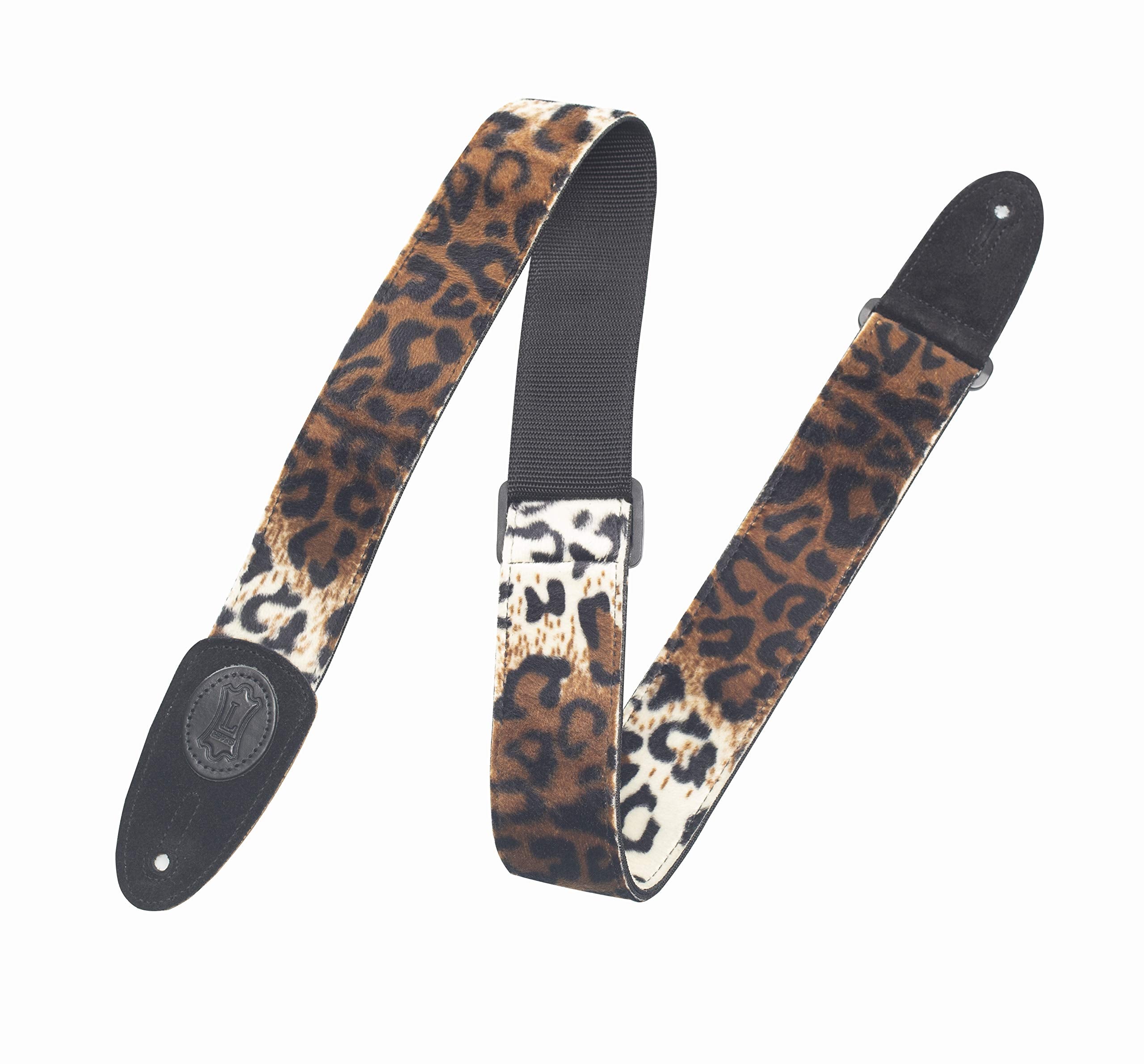 Levy'S Leathers 2'' Faux Fur Leopard Print Guitar Strap With Genuine Leather Ends; (Mssf8 Lyx)
