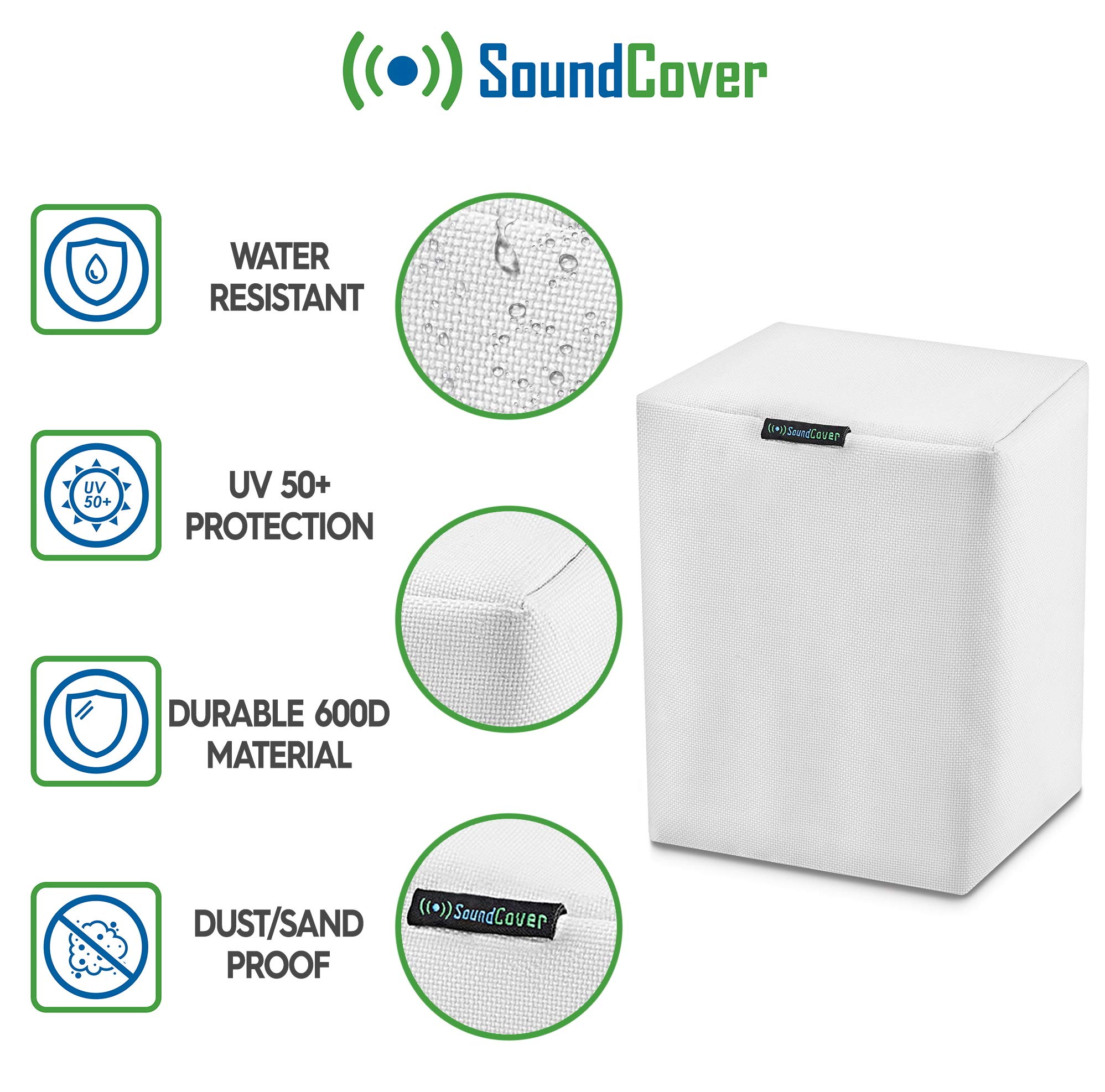 Pair (2) White Heavy Duty Outdoor Sonos Speaker Covers   Dust, Water & Uv Protection For Your Sonos Play:1, Sonos One & Sonos On
