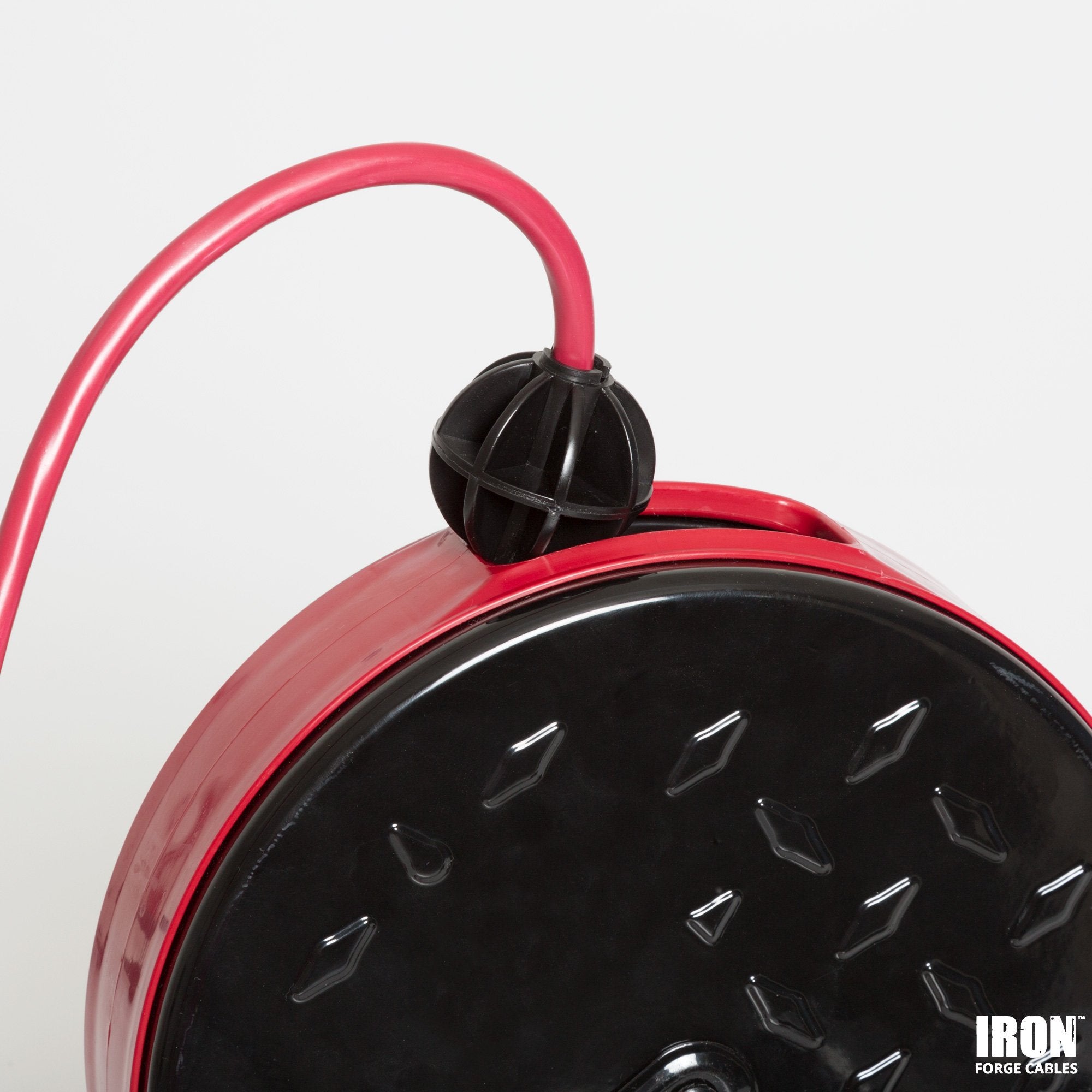 Iron Forge Cable 30Ft Retractable Extension Cord Reel With Breaker Switch & 3 Electrical Power Outlets   16/3 Sjtw Durable Red C