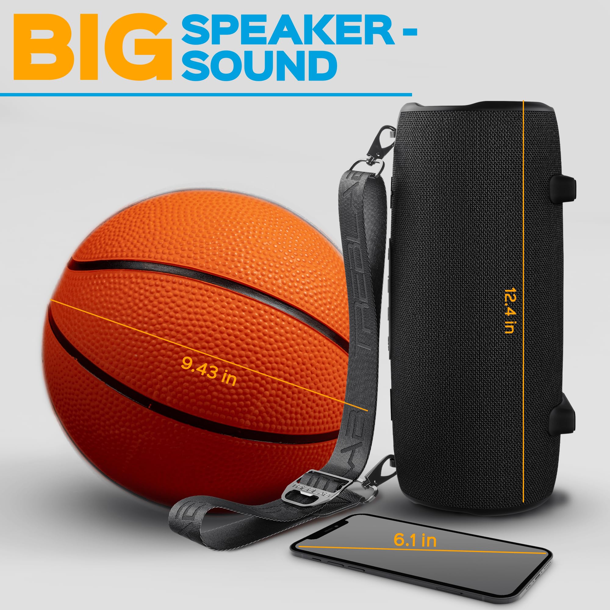 Treblab Hd Max   Large Bluetooth Speaker, Loud 60W Stereo Sound, Powerful Bass, 20H Battery, Ipx7 Waterproof, Powerbank, Usb C,