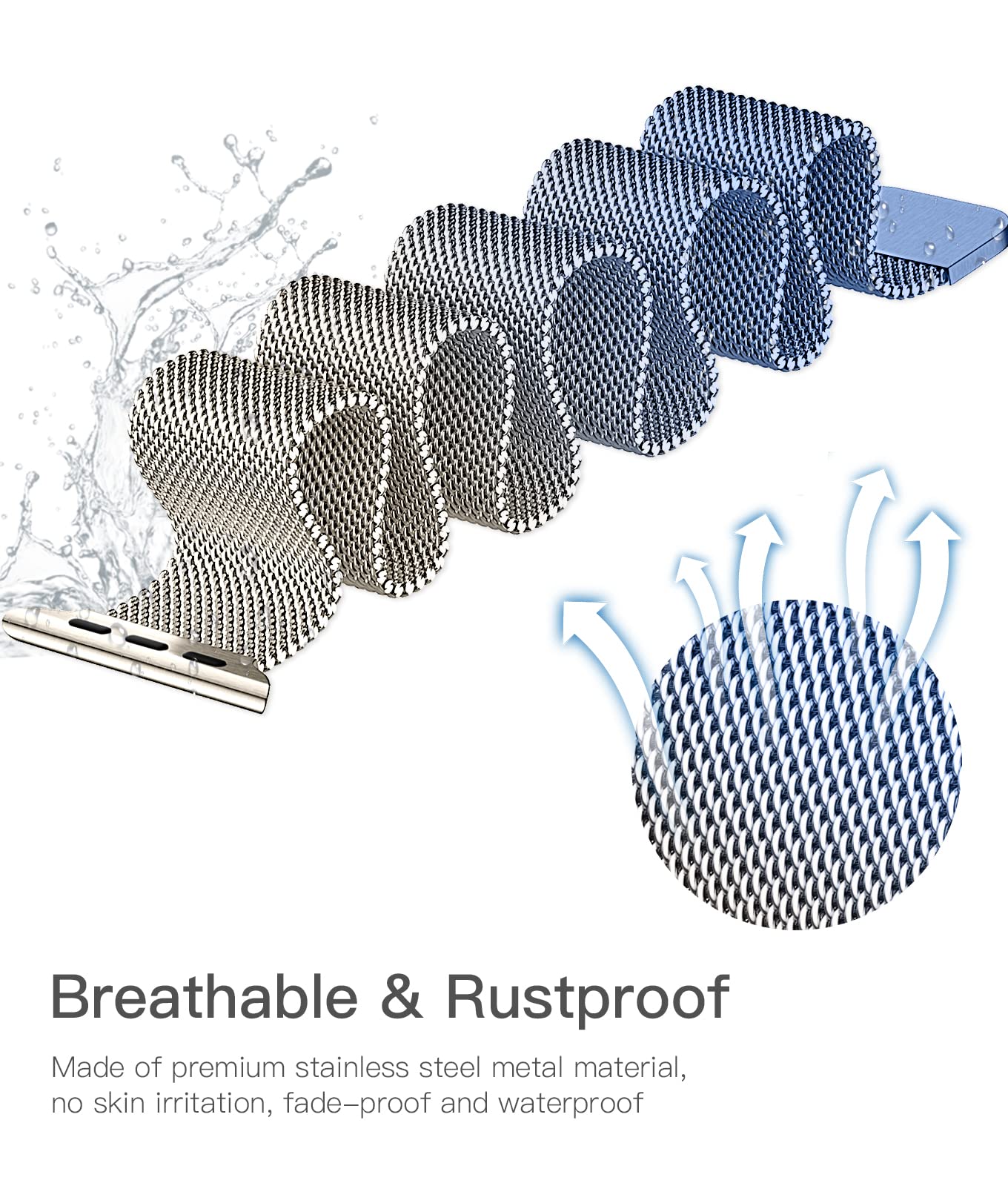 Metal Bands Compatible With Apple Watch Band 38Mm 40Mm 41Mm 42Mm 46Mm 44Mm 45Mm 49Mm Women Men, Stainless Steel Mesh Loop Magnet