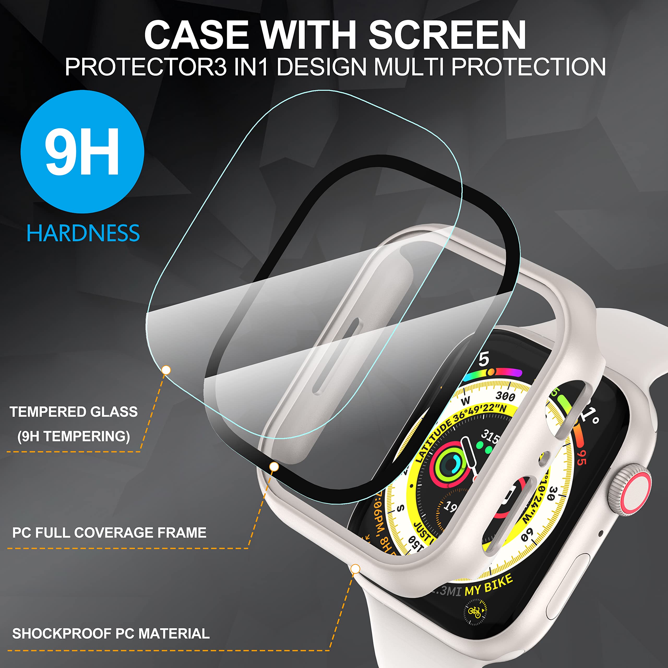 Diruite 2 Pack For Apple Watch 40Mm Screen Protector Case,For Iwatch Series 8/7/6/5/4/Series Se/Se 2 40Mm Protection Cover All A