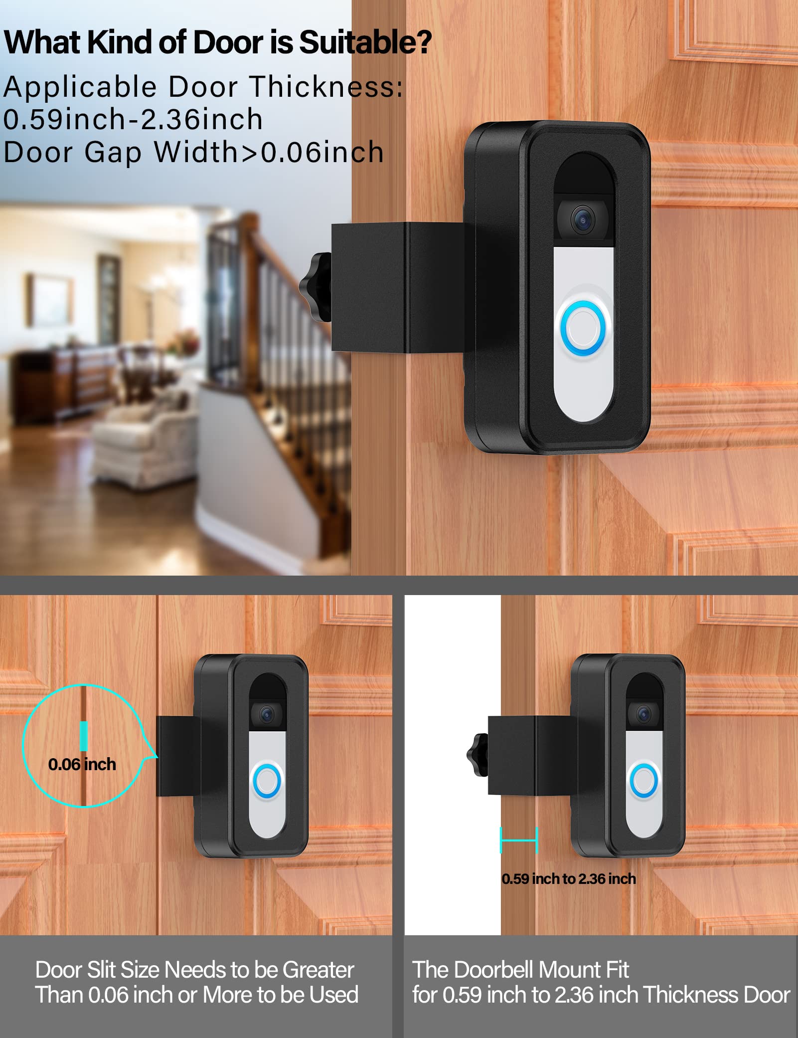 Anti Theft Video Doorbell Mount, No Drill Mounting Bracket For Apartment Renters Home Office Room, Fit For Most Kind Brand Of Vi
