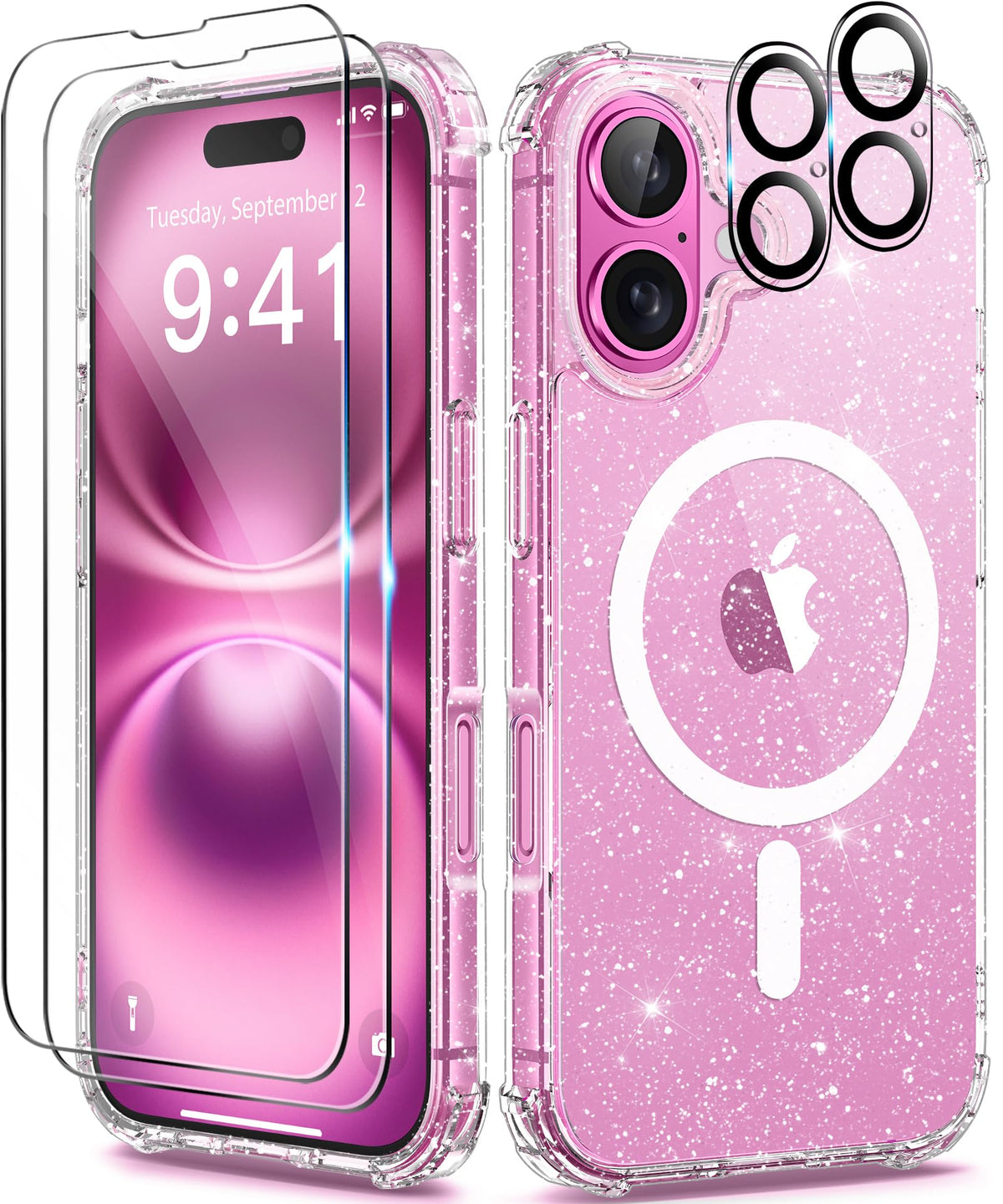 Berfy Compatible With Iphone 16 Plus Case, [Compatible With Magsafe], With 2X Screen Protector + 2X Camera Lens Protector, Clear