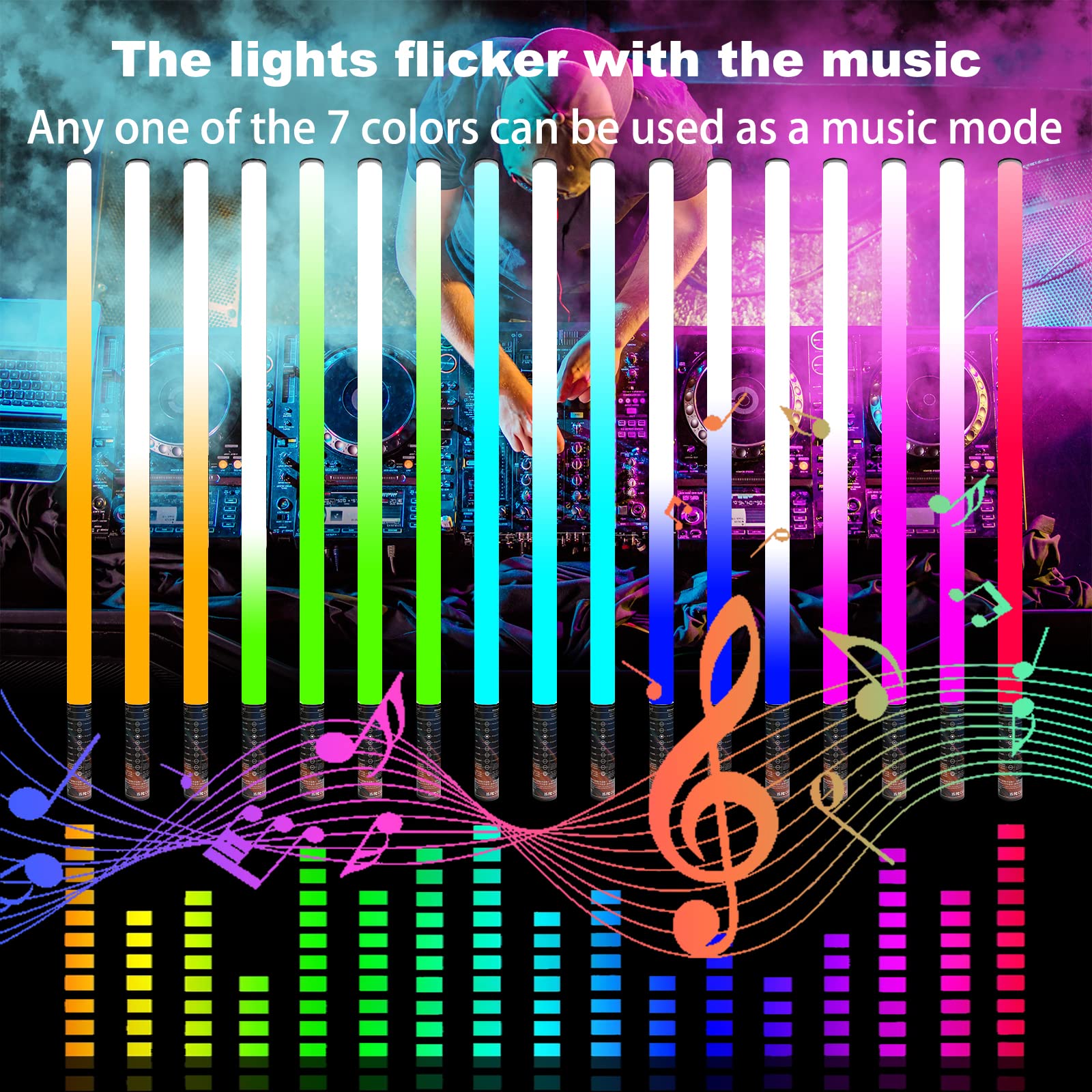 4 Pack 4Ft Portable Battery Powered Tube Light 120Cm Handheld Led Tube Lights With Tripods, 500 Vivid Effects, Light Tube For Vi