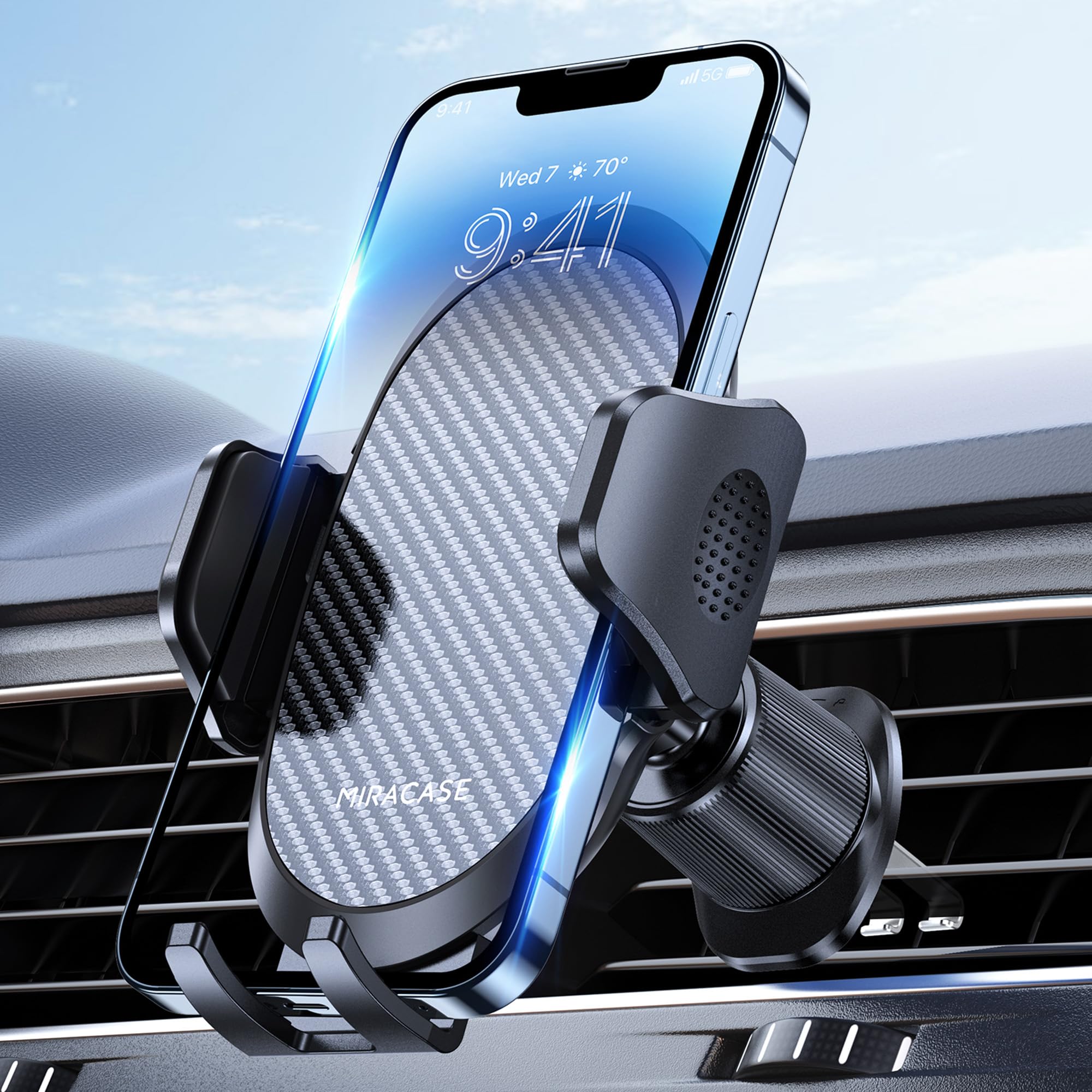 Miracase Phone Holders for Your Car with Metal Hook Clip, Air Vent Cell Phone Stand Car Mount, Universal Automobile Cradle for G