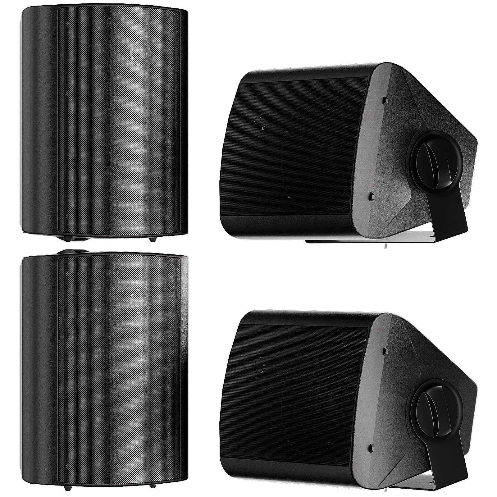 Studiofinix 5.25 Inch 600W Outdoor Speakers Waterproof Wired, Passive Wall Mount Speakers For Patio Garage Home,2 Pairs (Black)
