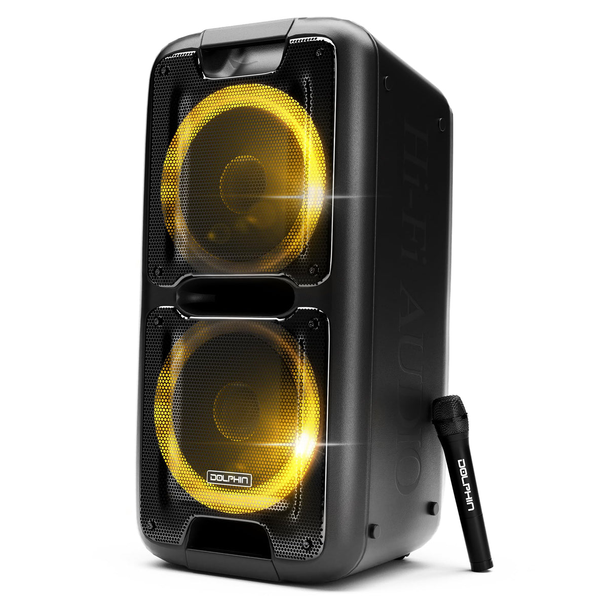 Dolphin Sp 2100Rbt Speaker Party  Portable Bluetooth Speaker On Wheels With Sound Activated Light Show  Wavesync Technology  340