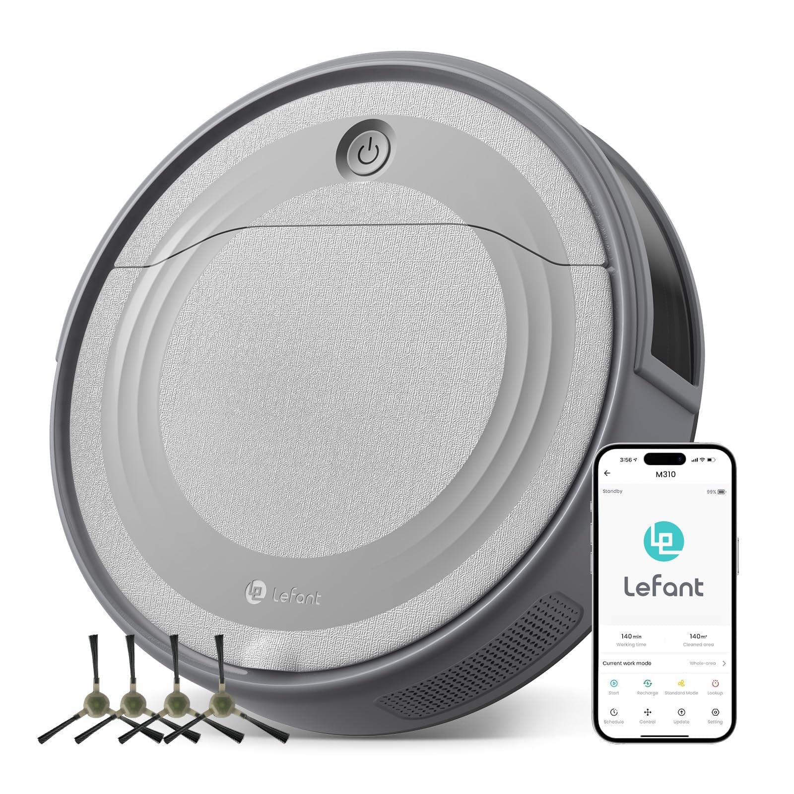 Lefant M310 Robot Vacuum Cleaner 4500Pa Powerful Suction, Precisense Obstacle Avoidance, Slim, Quite, 160 Mins Self Charging Rob