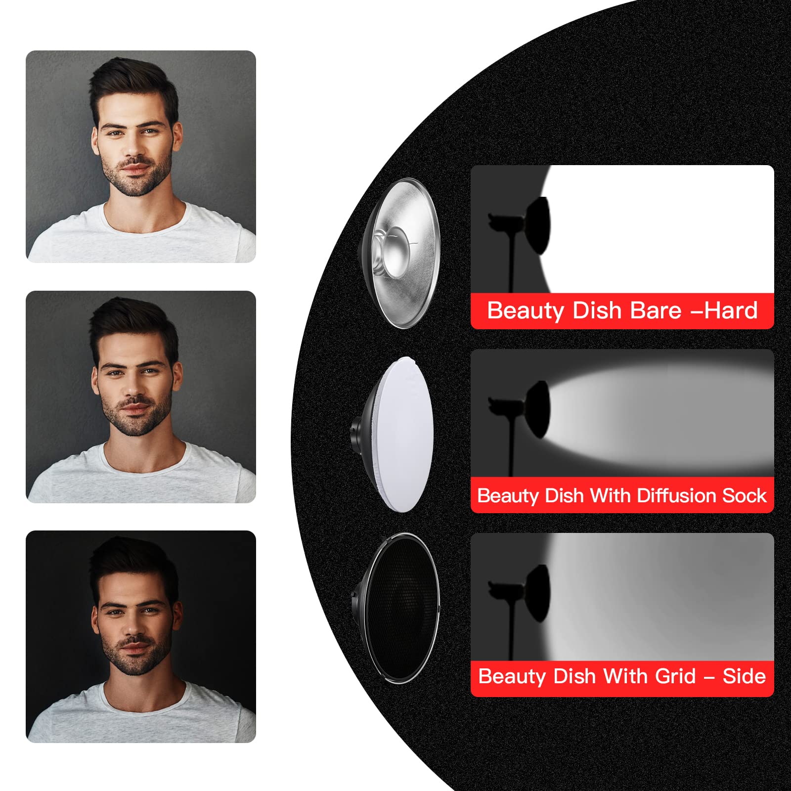 Soonpho 16 Inch/42Cm Standard Reflector Beauty Dish With Honeycomb Grid, Diffuser Sock And Bag,For Bowens Mount Studio Strobe Fl