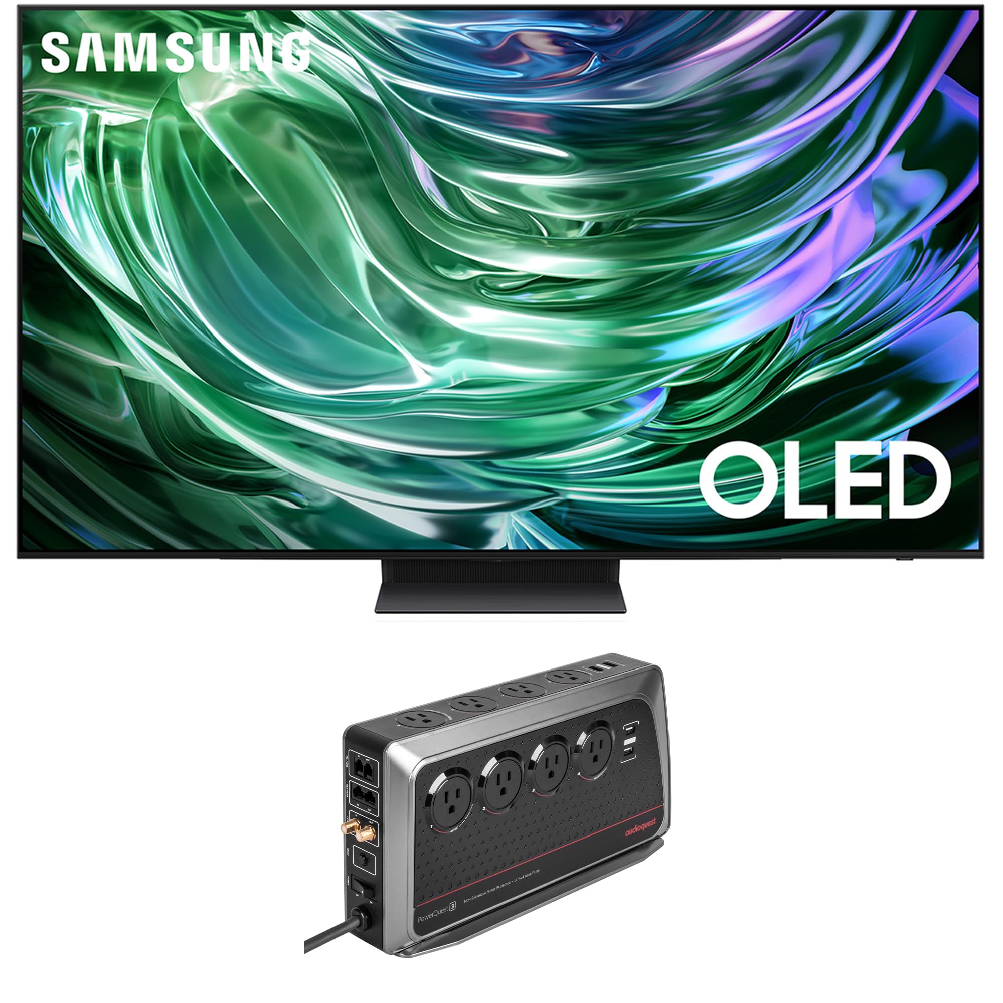 SAMSUNG QN77S90DAFXZA 77 Inch 4K OLED Smart TV with Dolby Atmos and an AudioQuest PowerQuest3 Power Filter/Surge Protector 8 Out