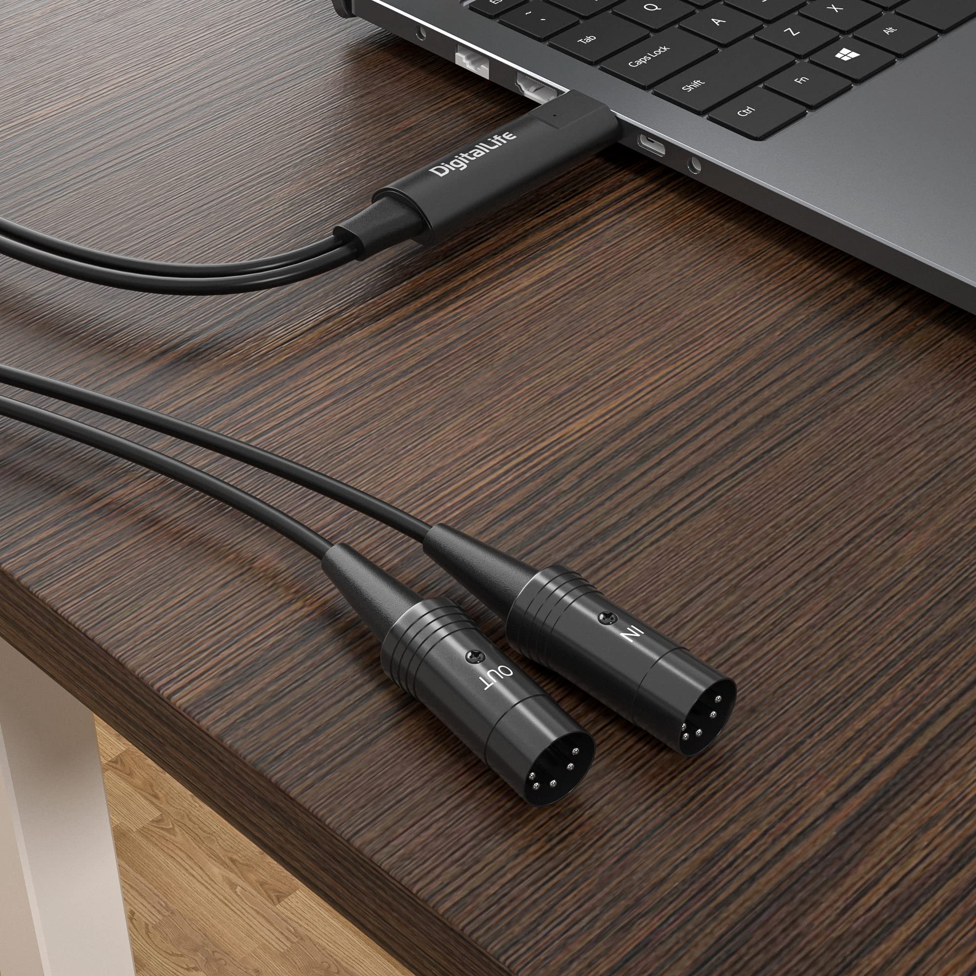 Digitallife 6.5Ft Midi To Usb Interface Converter Cable For Synthesizer Keyboard, 5 Pin Din Midi, Metal   Compatible With Window