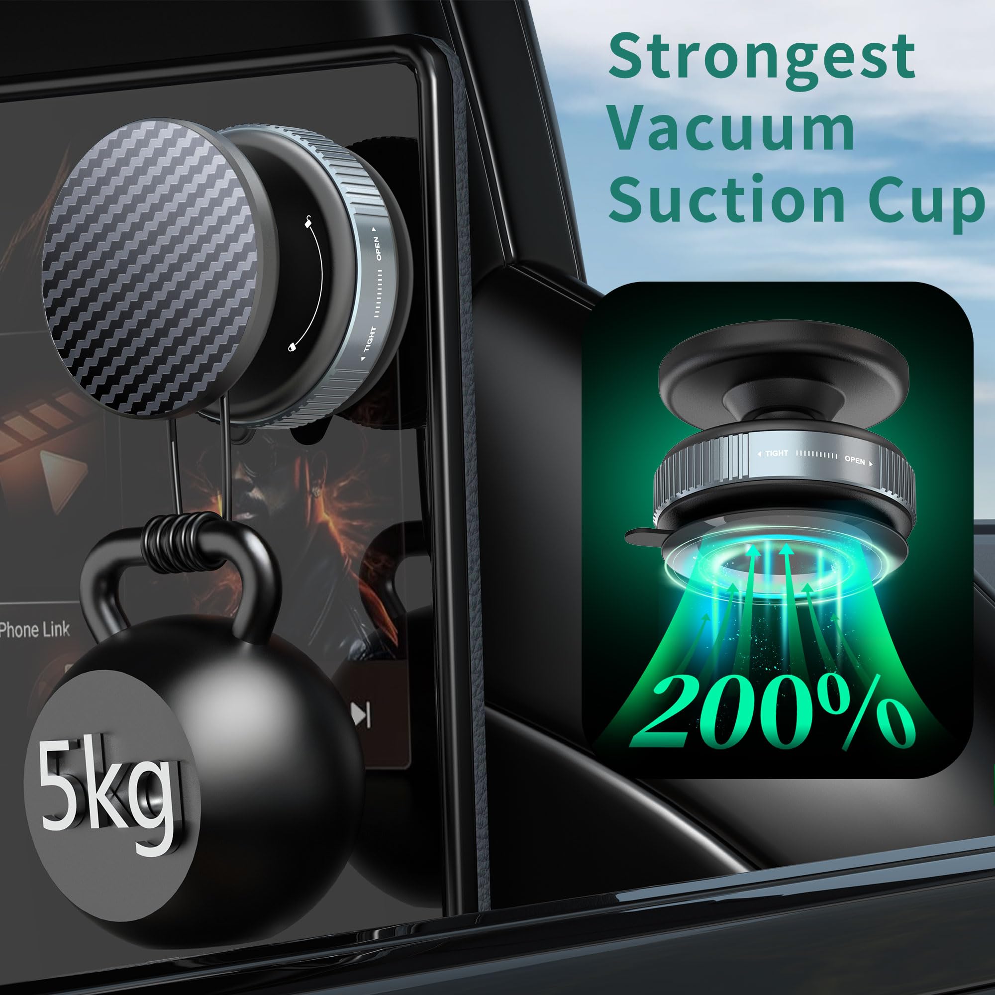 Homemount Vacuum Magnetic Phone Holder Stand For Magsafe, 2025 Upgraded Suction Cup Phone Mount, 360 Adjustable Magnetic Phone H