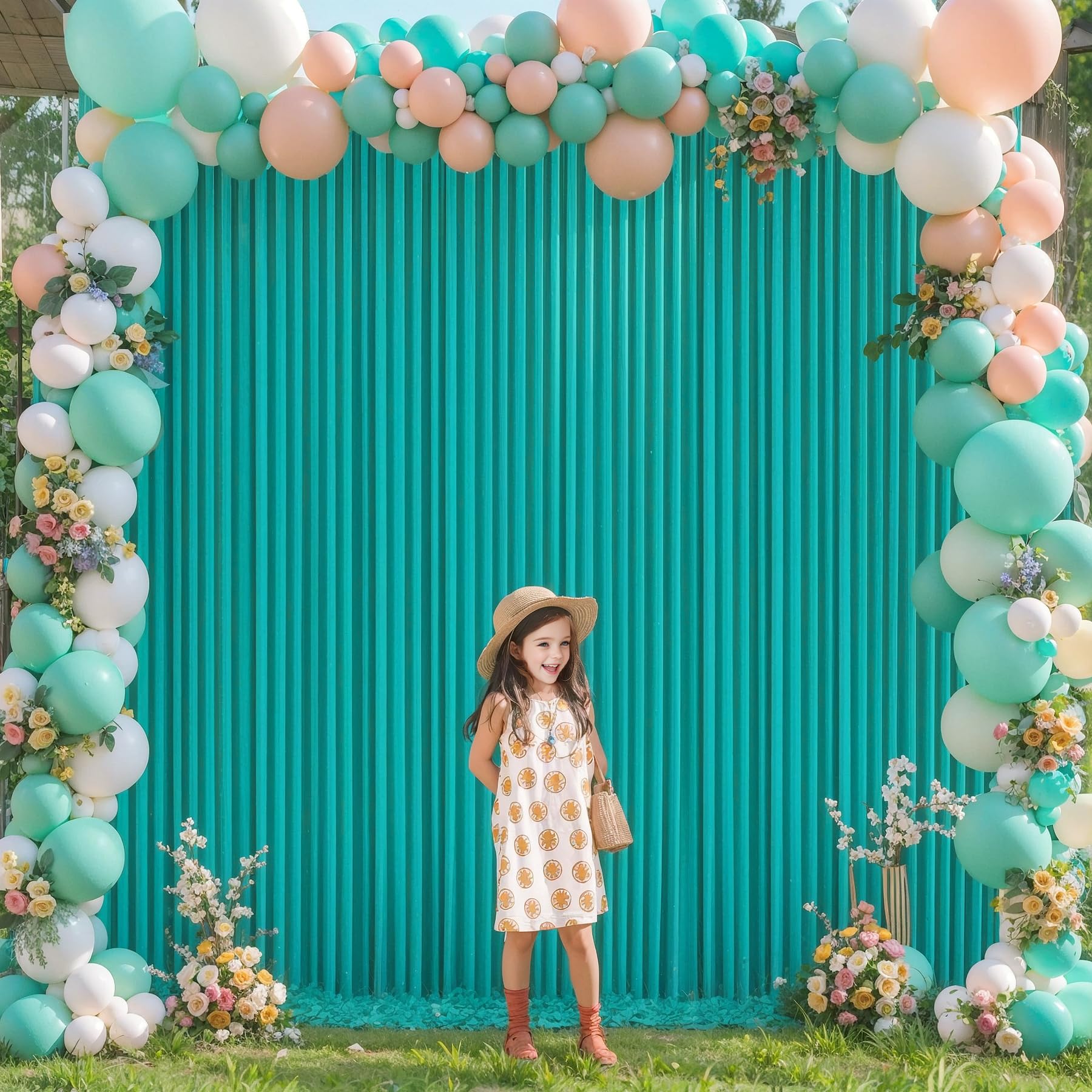10X10 Turquoise Backdrop Curtain For Parties Wrinkle Free Photo Curtains Backdrop Drapes Fabric Decoration For Baby Shower Weddi